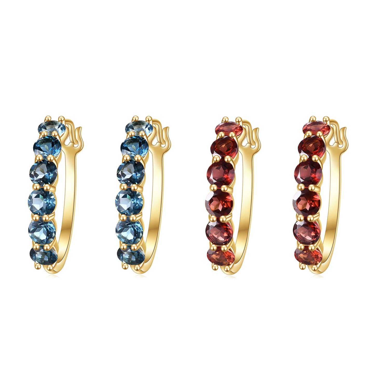 Natural Garnet Stud Earrings Light luxury design sense s925Silver plating14k Gold Inlaid Natural Gemstone Earrings