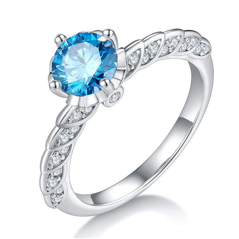 High-End Quality s925Sterling Silver Inlaid1Carat Moissanite Wedding Ring Round Moissanite Ring for Men and Women