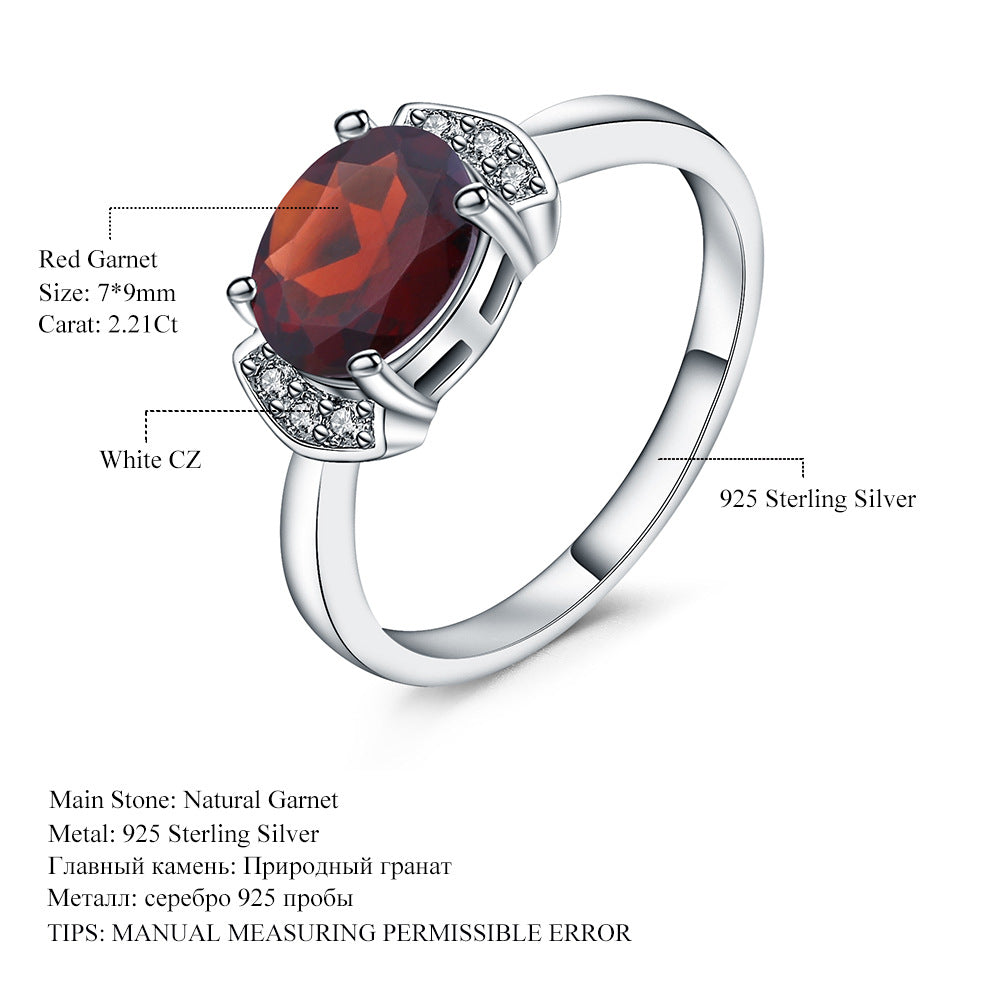 Fashionable Light Luxury Sapphire Ring for Men and Women In Stock Direct Supply Elegant Personality s925Sterling Silver Inlaid Gemstone Ring