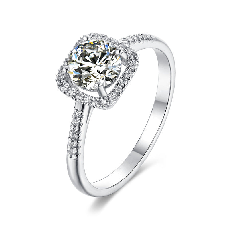 Fashion Straight Arm Luxury Square Moissanite Ring for Women s925Sterling Silver Inlaid Gemstone1Carat Moissanite Ring