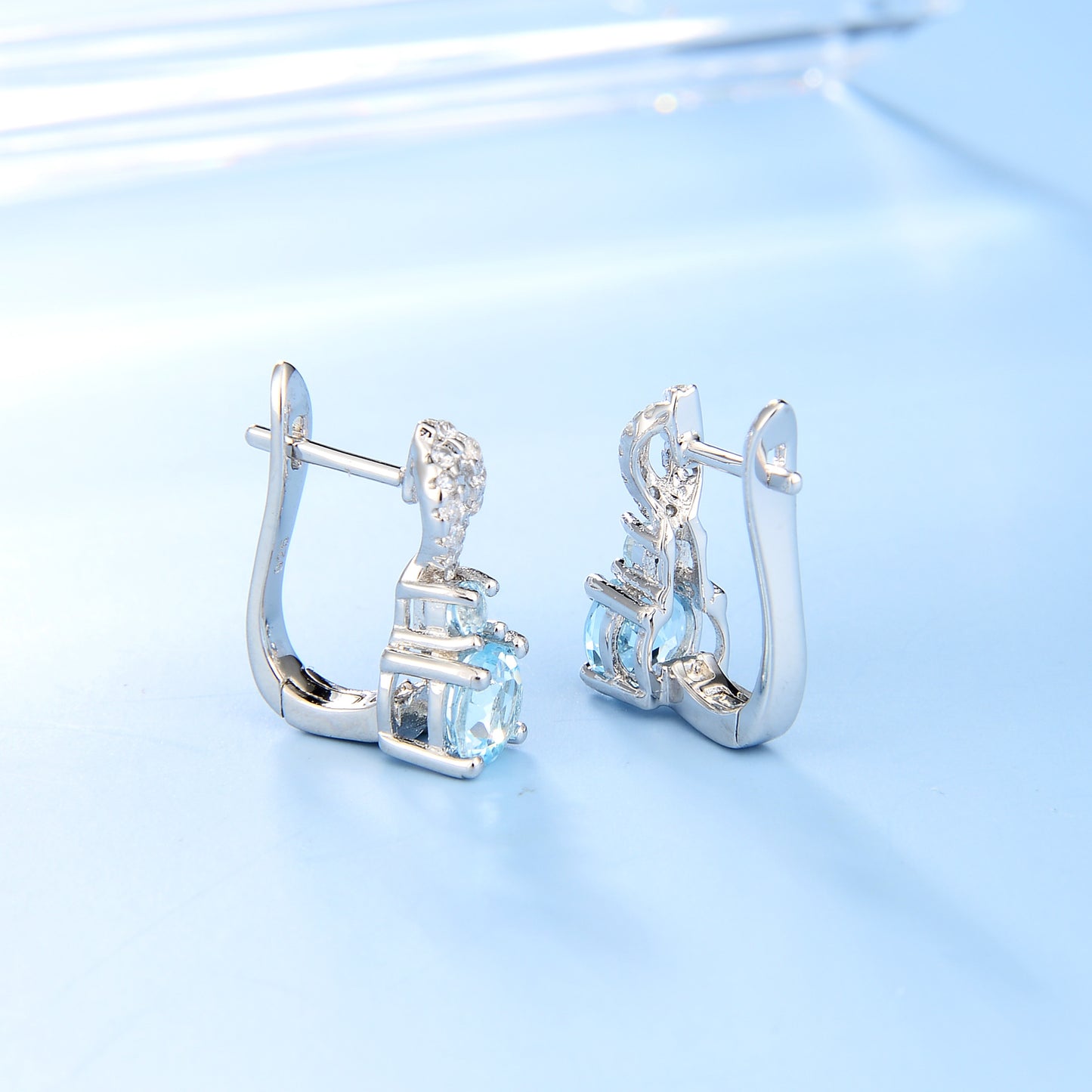 Factory Direct Supply Natural Stone Earrings Drop Earrings Vintage Inlaid Gemstone s925Silver Topaz Stone Earrings Studs