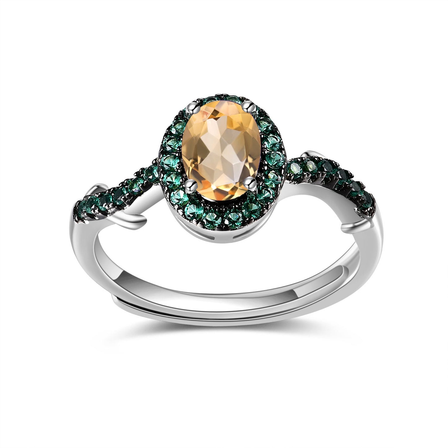 Thorn Bud Designer Adjustable Open Ring s925Silver Inlaid Natural Gemstone Amethyst Ring