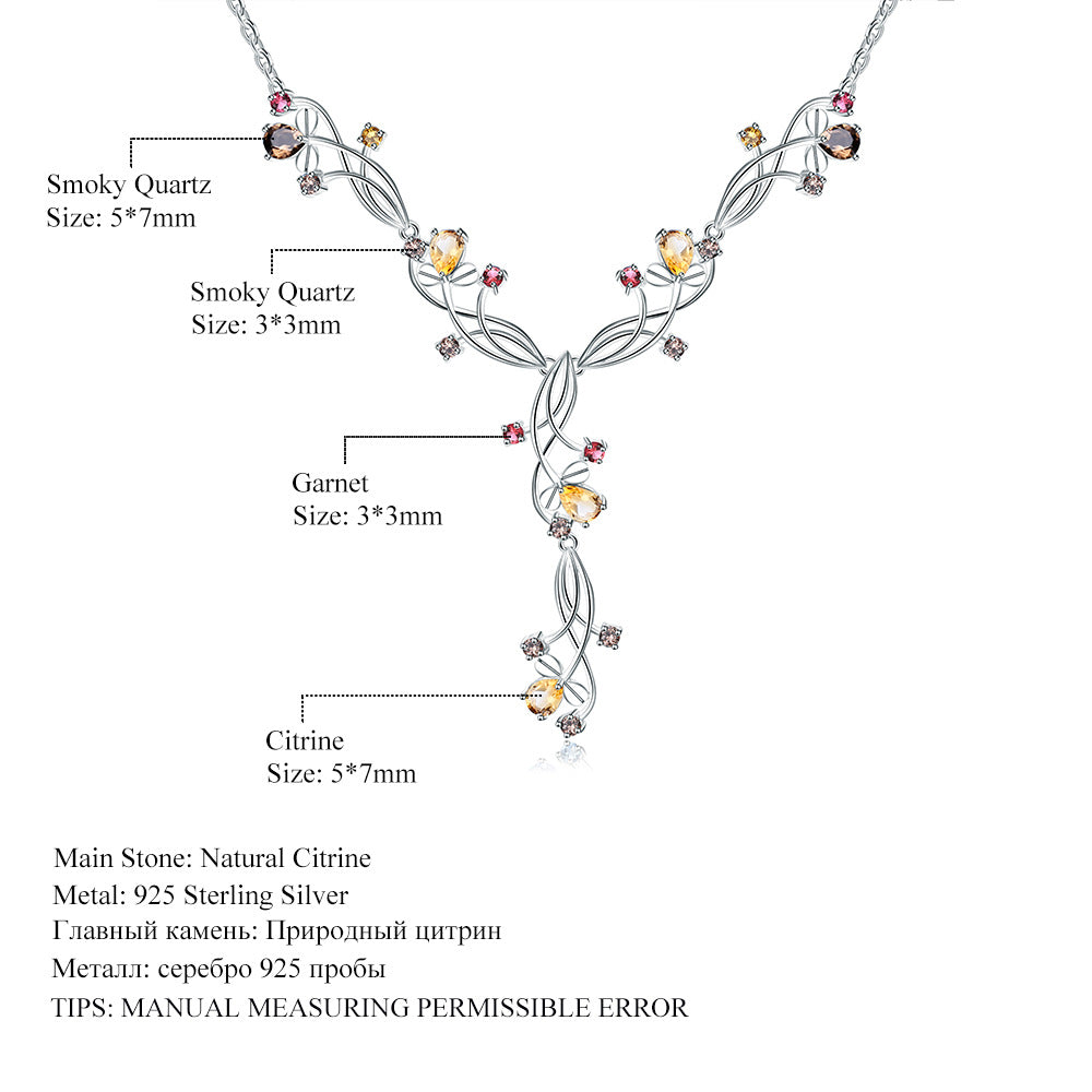 Natural Gemstone Luxury Necklace for Women Advanced Sense925Sterling Silver Inlaid Natural Amethyst Evening Party Elegant Necklace