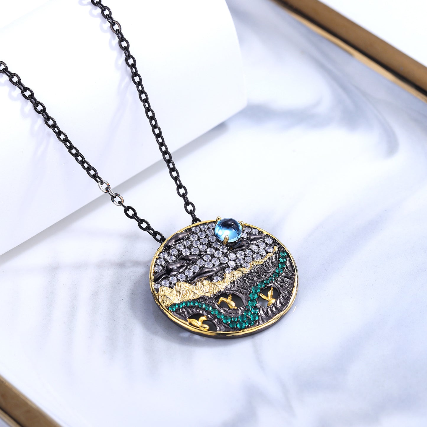 Jewelry Opal Topaz Pendant Necklace for Women Elegant High-end Accessories S925New Pure Silver Necklace