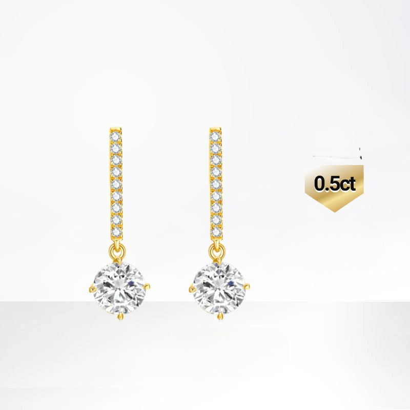 Luxurious Round Cultivated Diamond Stud Earrings14k Gold Inlaid Genuine Diamond Earrings k Gold Diamond0.5Carat Earrings