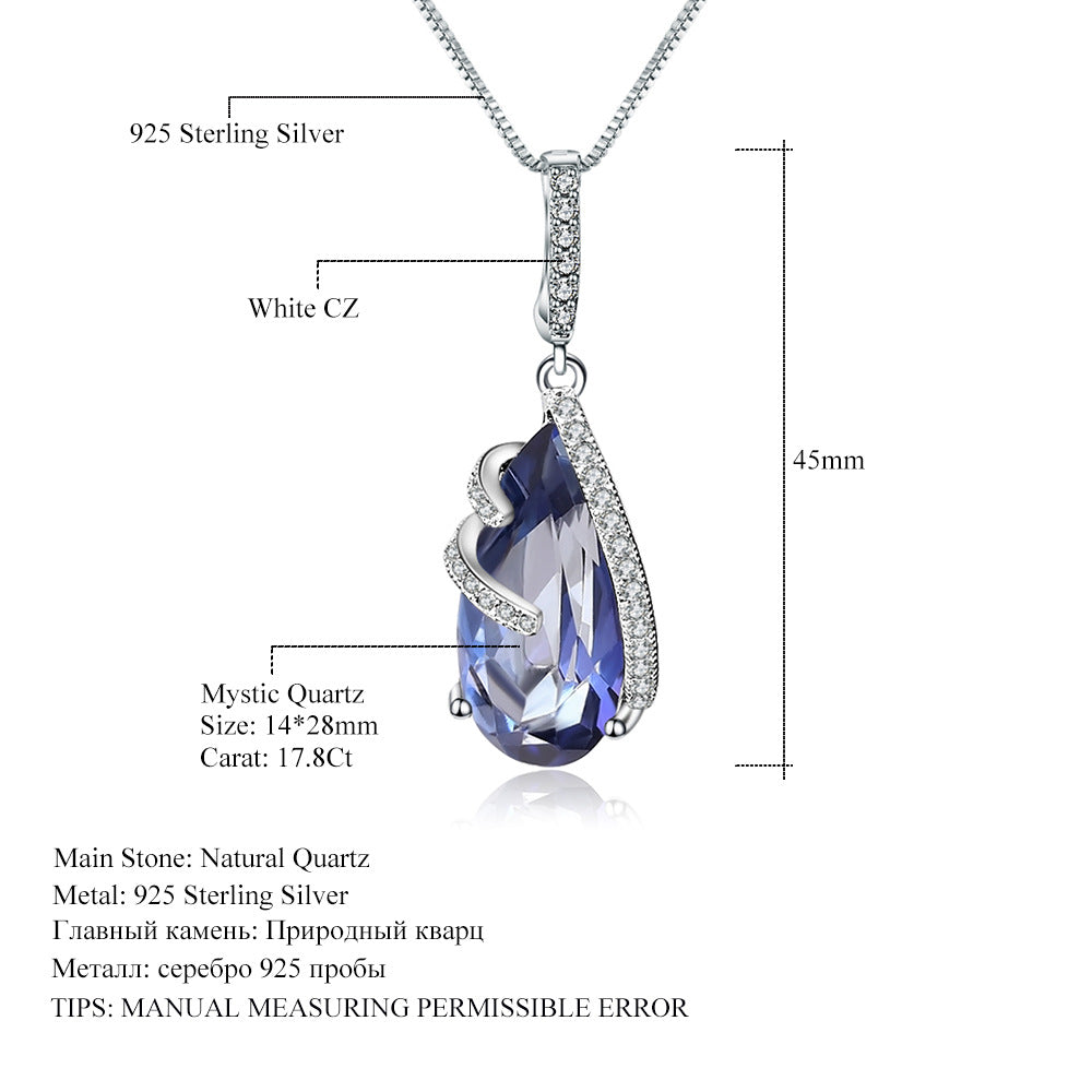 Luxurious Design Gemstone Pure Silver Pendant Necklace with Unique Style s925Silver Inlaid Crystal Necklace Pendant