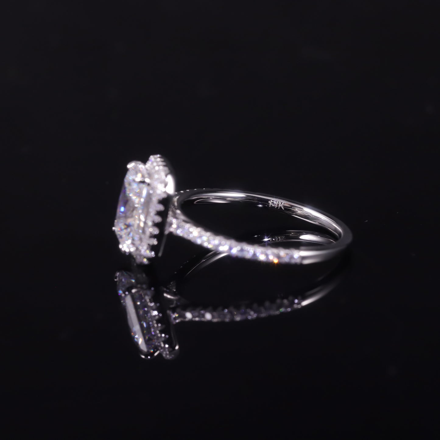 s925Sterling Silver Ring with Moissanite2Claridion Irregular Large Main Stone Sugar Cube Ring