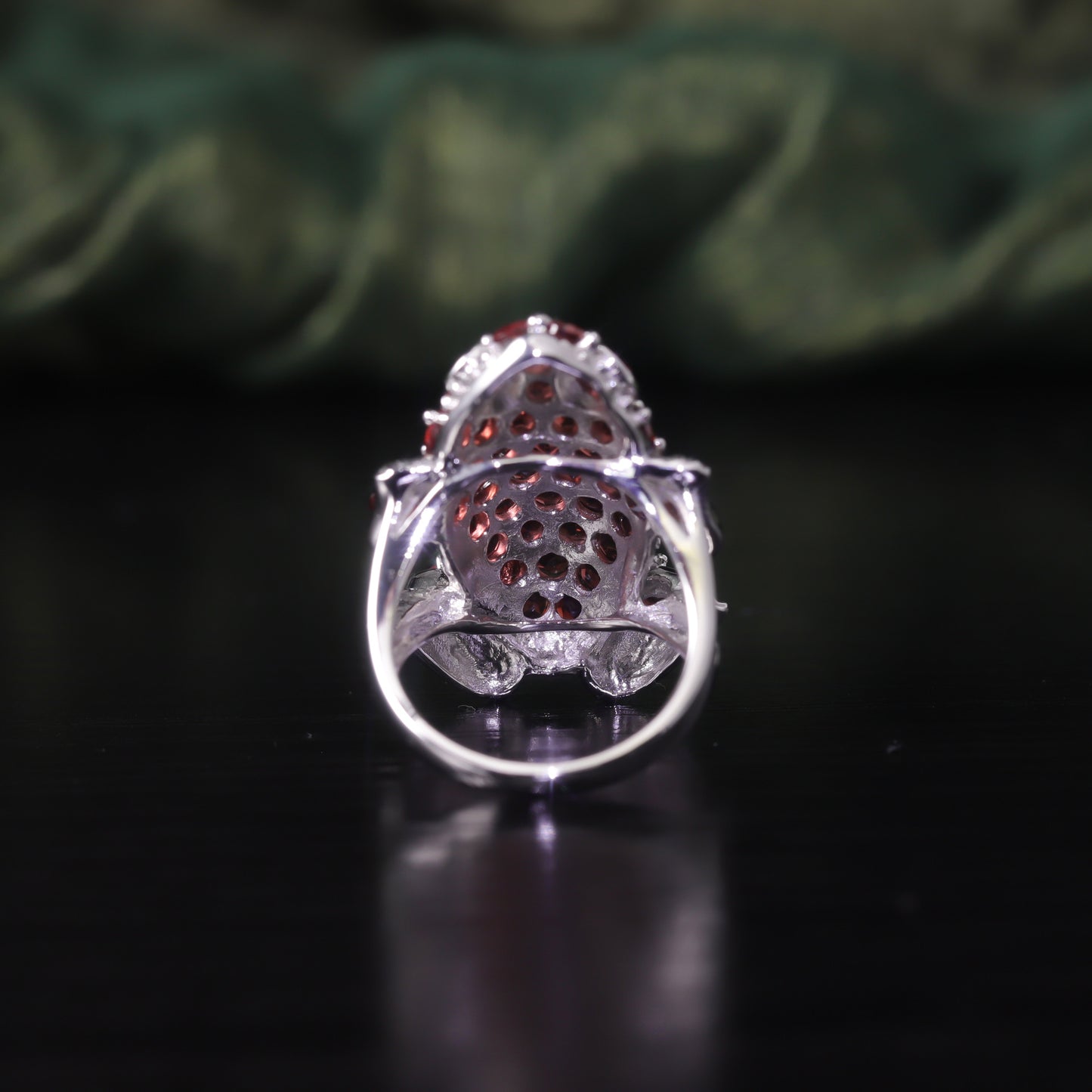 Unique Personality Toad Gemstone Ring s925Sterling Silver Inlaid Natural Topaz Garnet Ring Animal
