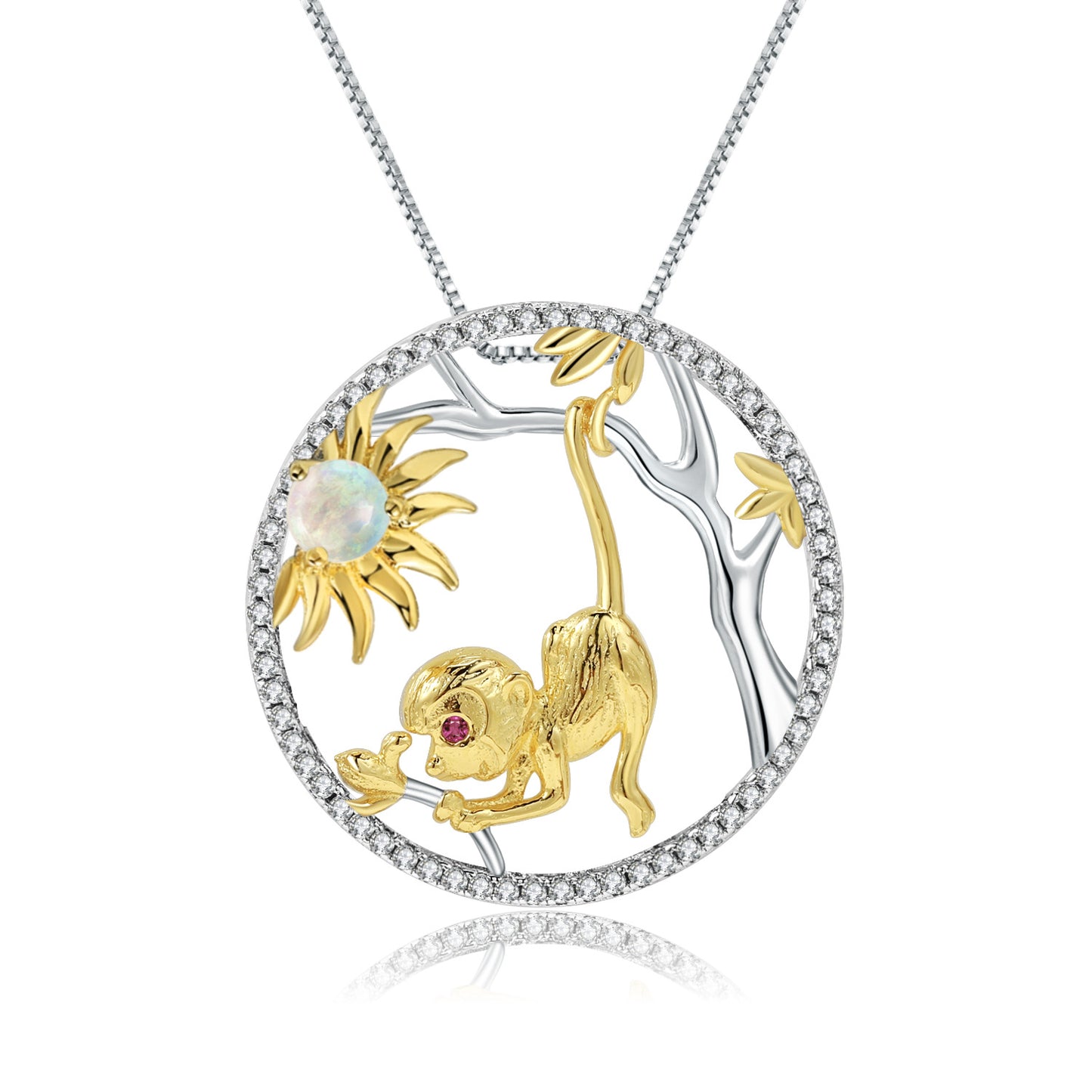 Designer Chinese Style Element Pendant Zodiac Series Monkey 925Silver Natural Gemstone Necklace Pendant
