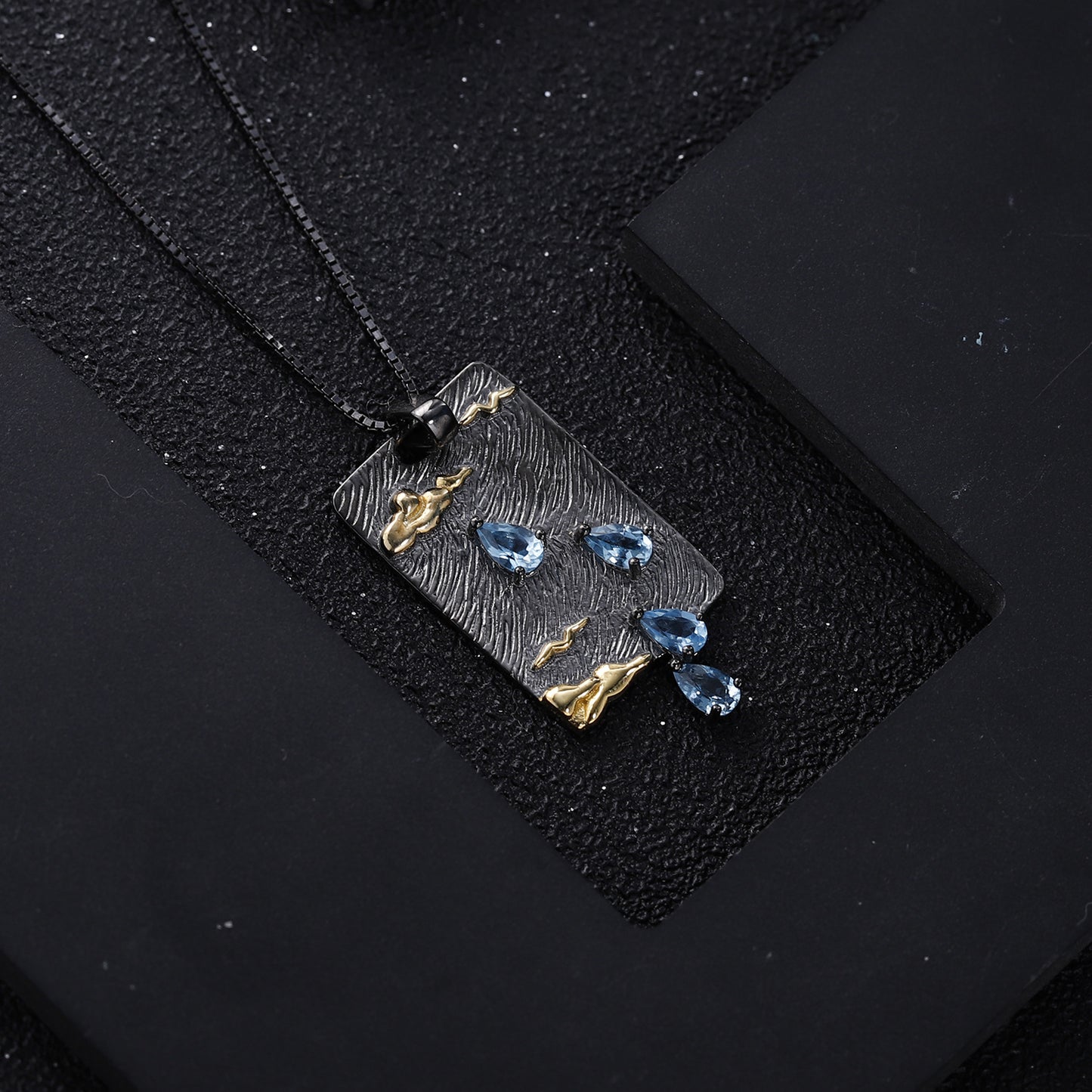 Designer High-End Gemstone Pendant Italian Craft Vintage925Silver Natural Topaz Necklace Pendant