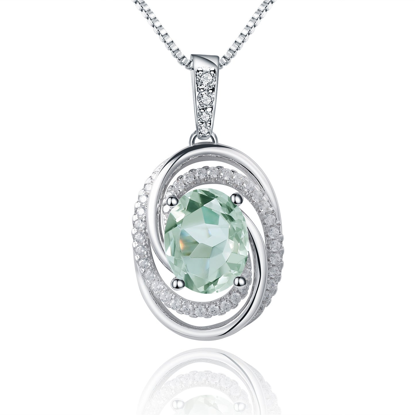 Affordable Luxury Fashion Natural Gemstone Necklace Pendant Sense of Design s925Sterling Silver Inlaid Natural Green Amethyst Pendant