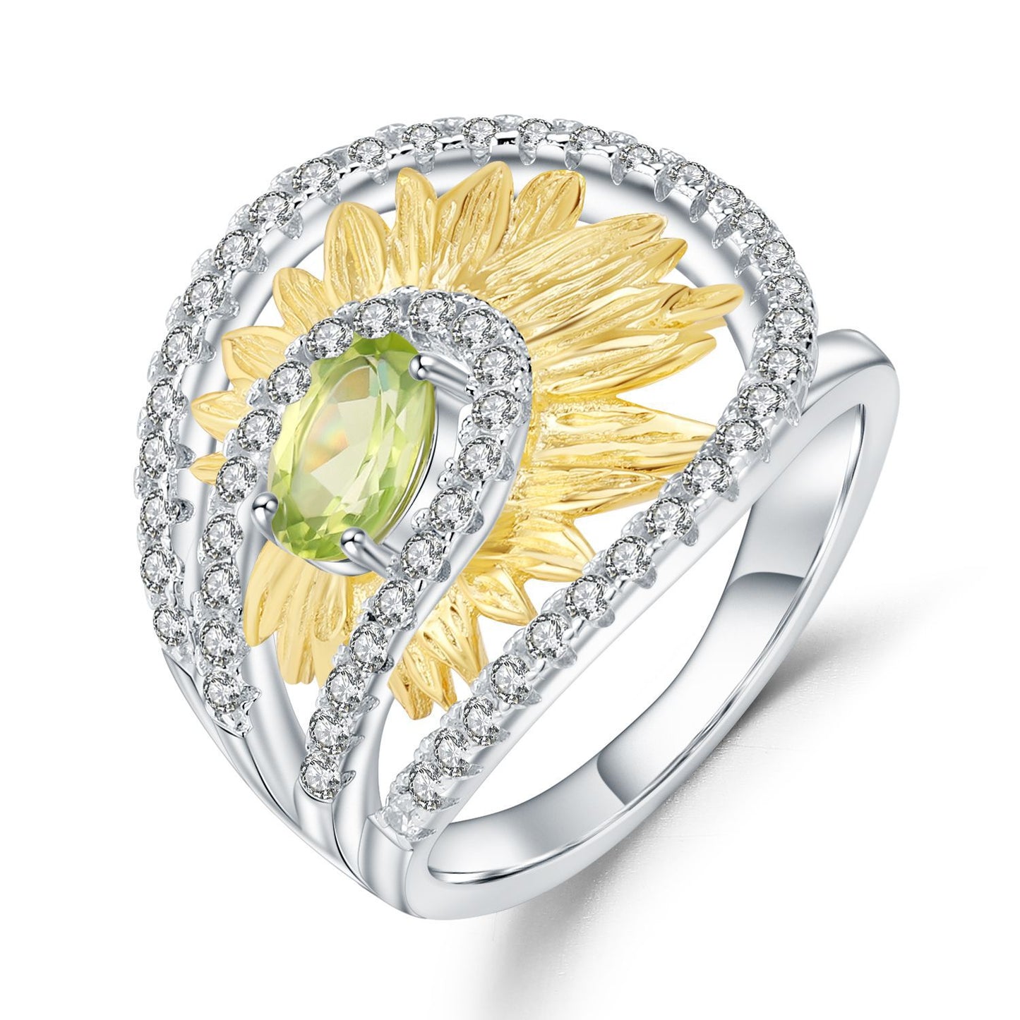 Designer Model Retro Style Natural Colored Gems Ring Italian Craft Flower Natural Style925Silver Gemstone Ring