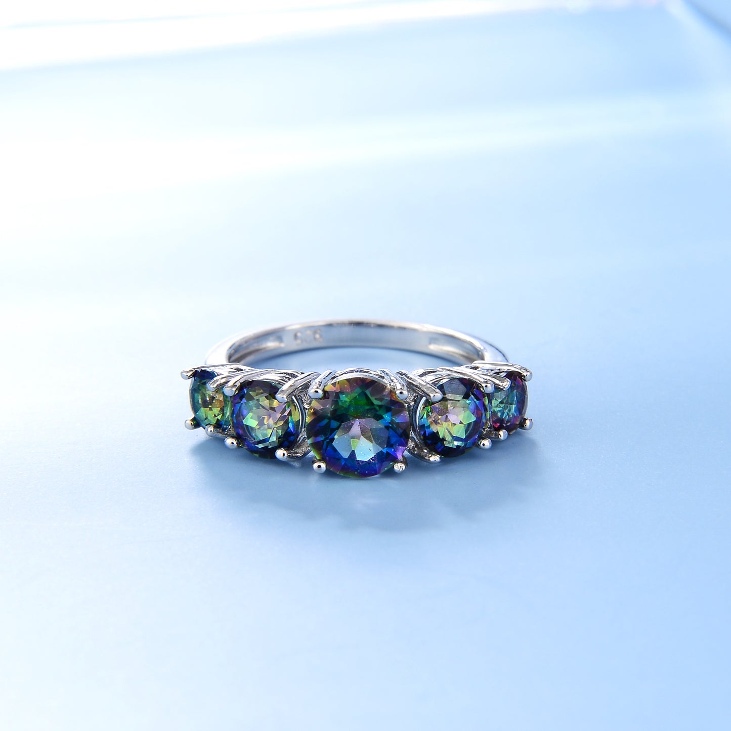 Factory Direct Supply Colorful Crystal Rings for Women Vintage Inlaid Natural Stone s925Silver Color Gemstone Ring