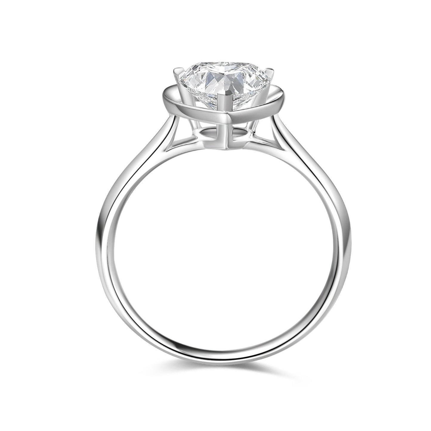 ins Heart-shaped18k Gold Inlaid Cultivated Diamond Ring k Gold Engagement Ring Single Diamond1Carat Genuine Diamond White Gold Ring