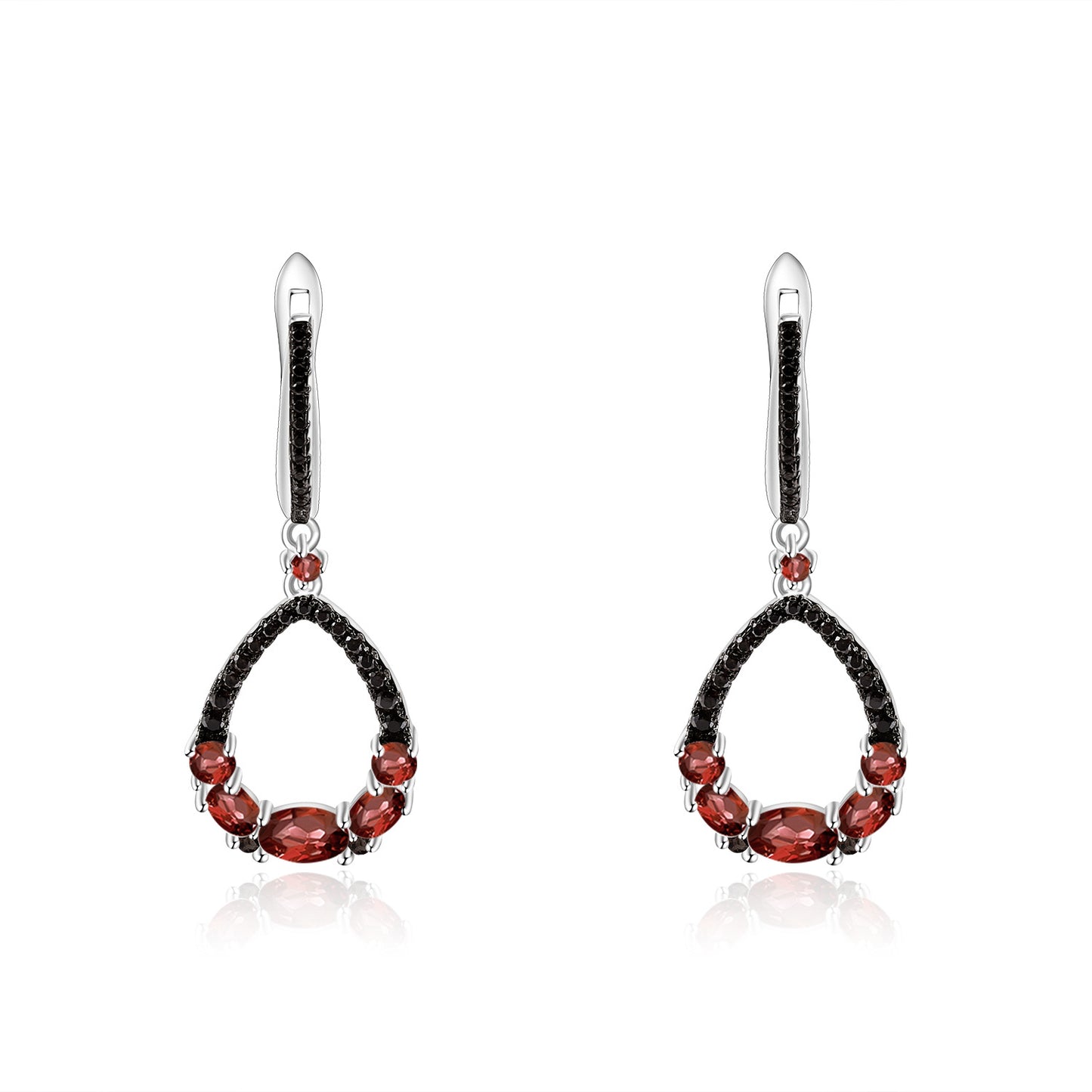 Luxurious and High-End Natural Garnet Earrings with a Sense of Design Prosperous Series925Silver Inlaid Gemstone Stud Earrings