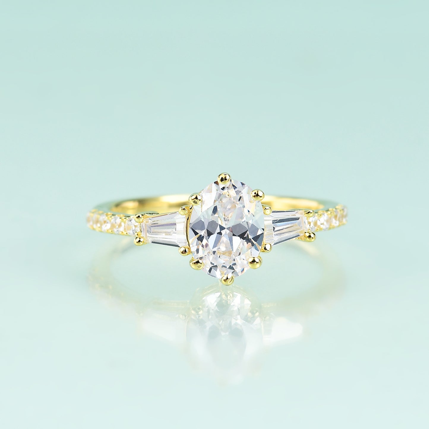 S925Sterling Silver Inlaid Gemstone5A Zircon Ring Fashion Classic Personality Elegant Light Luxury Plated14k Gold Ring