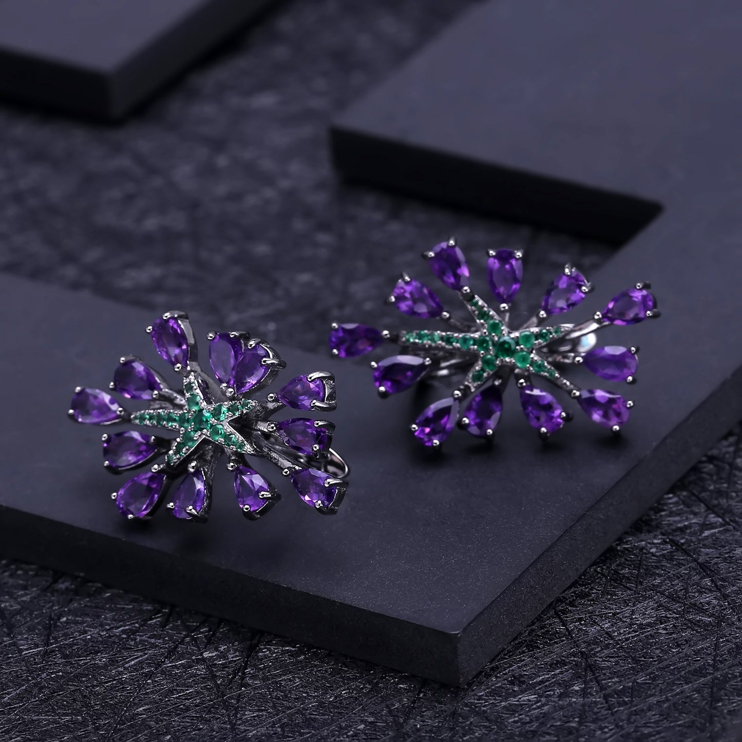 Designer Natural Amethyst Earrings Starry Sky Brilliance High-end Banquet Jewelry925Silver Earrings and Ear Studs