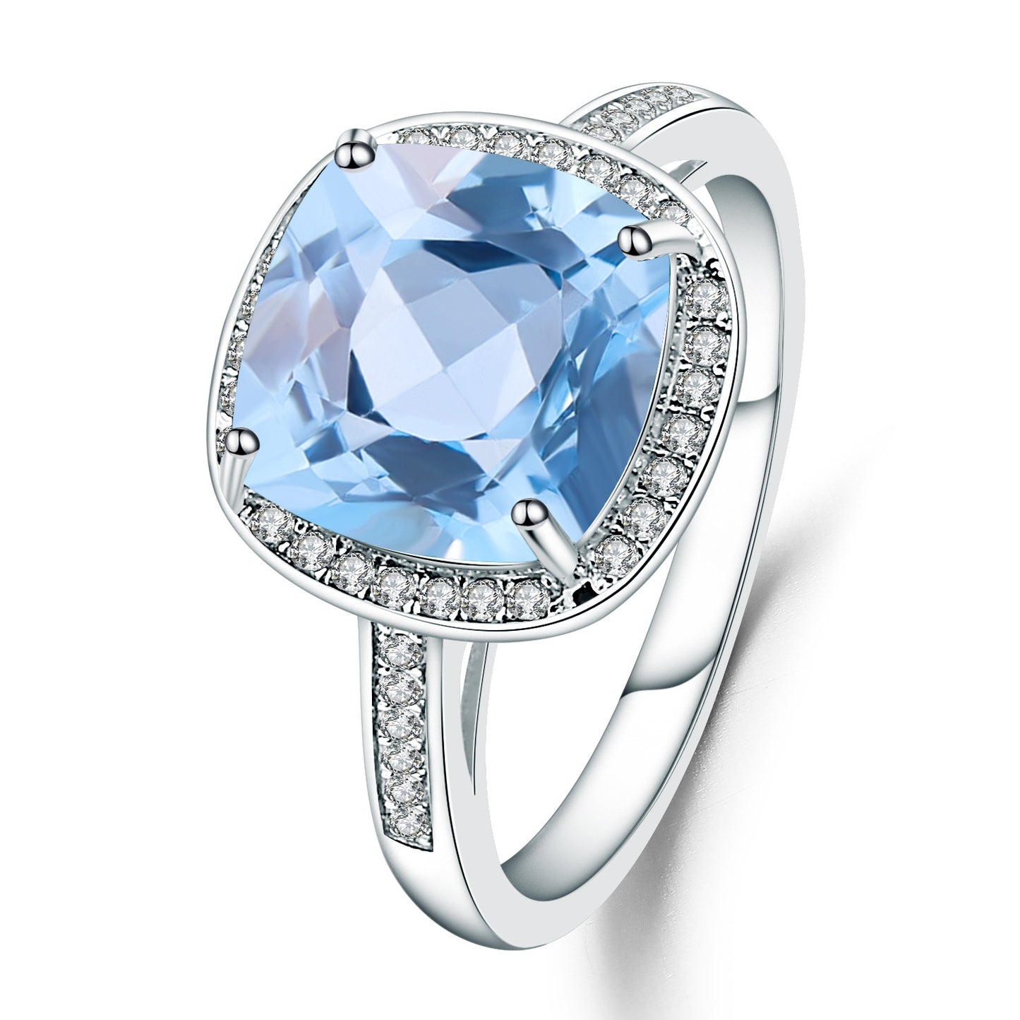 Fashion Natural Topaz Ring for Women Light Luxury High-End Sense s925Silver Inlay10*10mm Natural Gemstone Ring