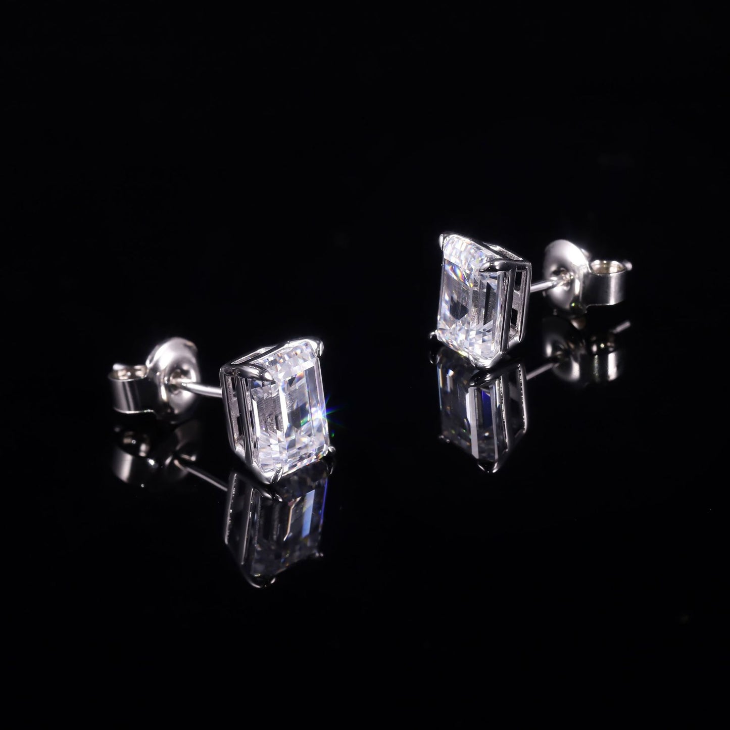 High-quality pure18K Gold Inlaid2Carat Moissanite Earrings Emerald9/10/14K Gold Earrings Au750Empty Support