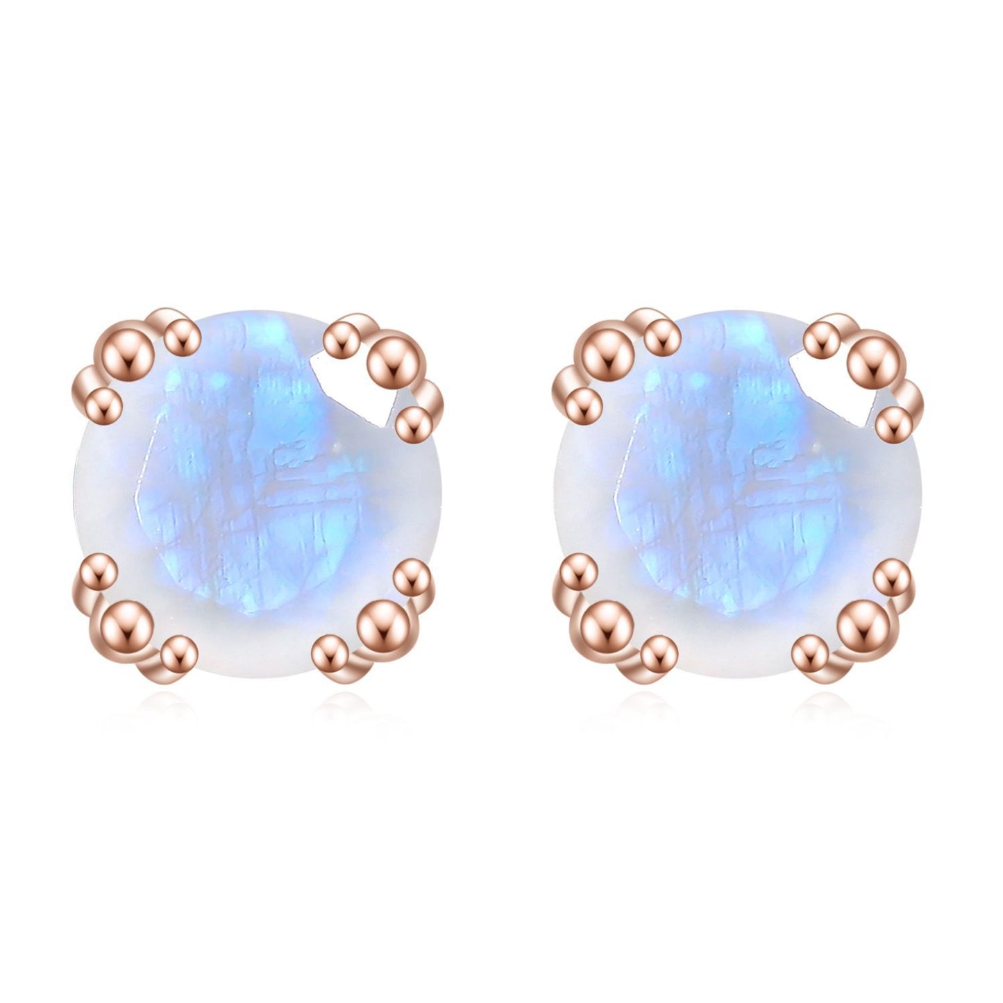 18k Gold Earrings High-End Sense Elegant Natural Cream Blue Moonstone Rose Gold Earrings9/10/14k Gold Earrings