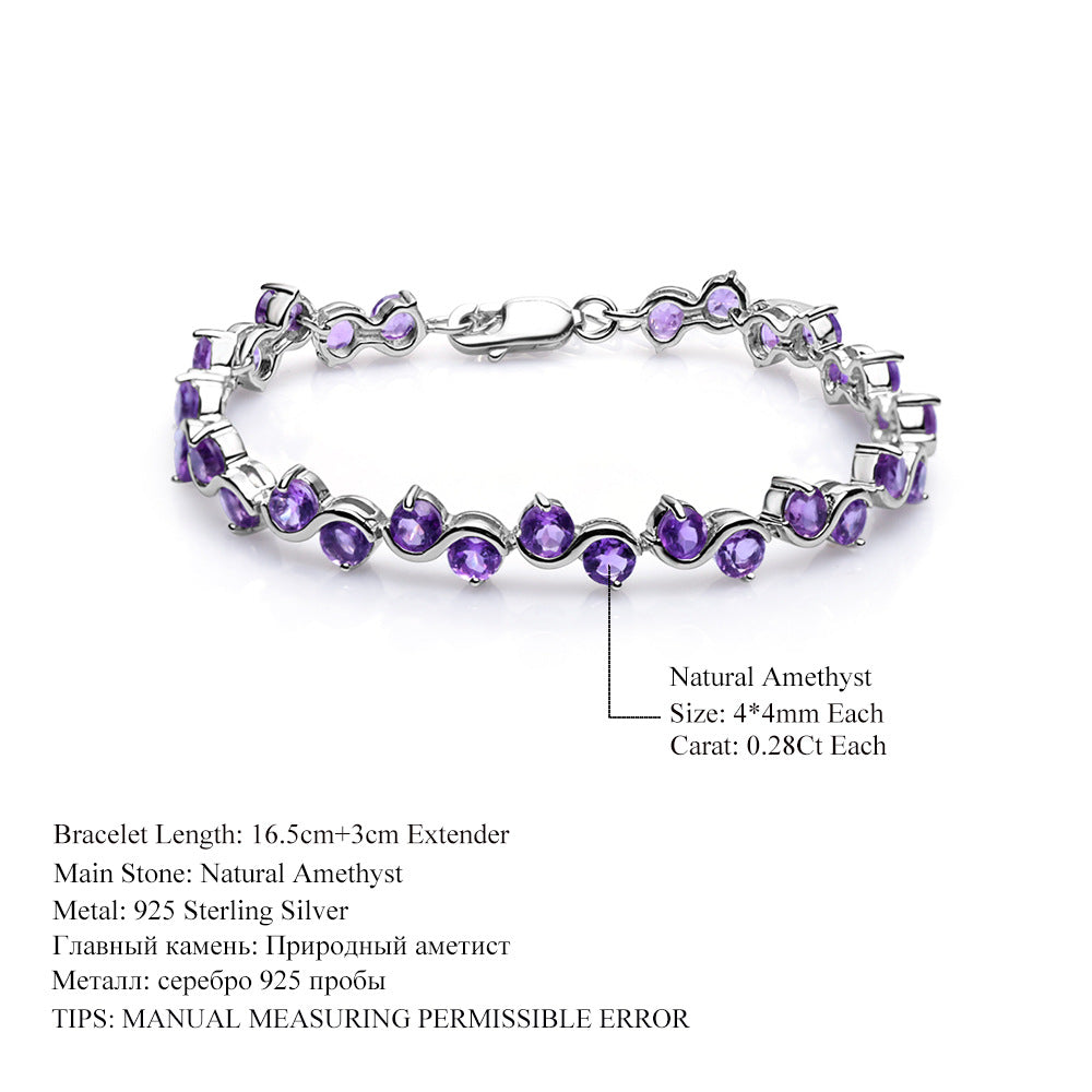 Luxury Jewelry Accessories Natural Gemstone Bracelet Unique Design Sense s925Silver Inlaid Gemstone Bracelet