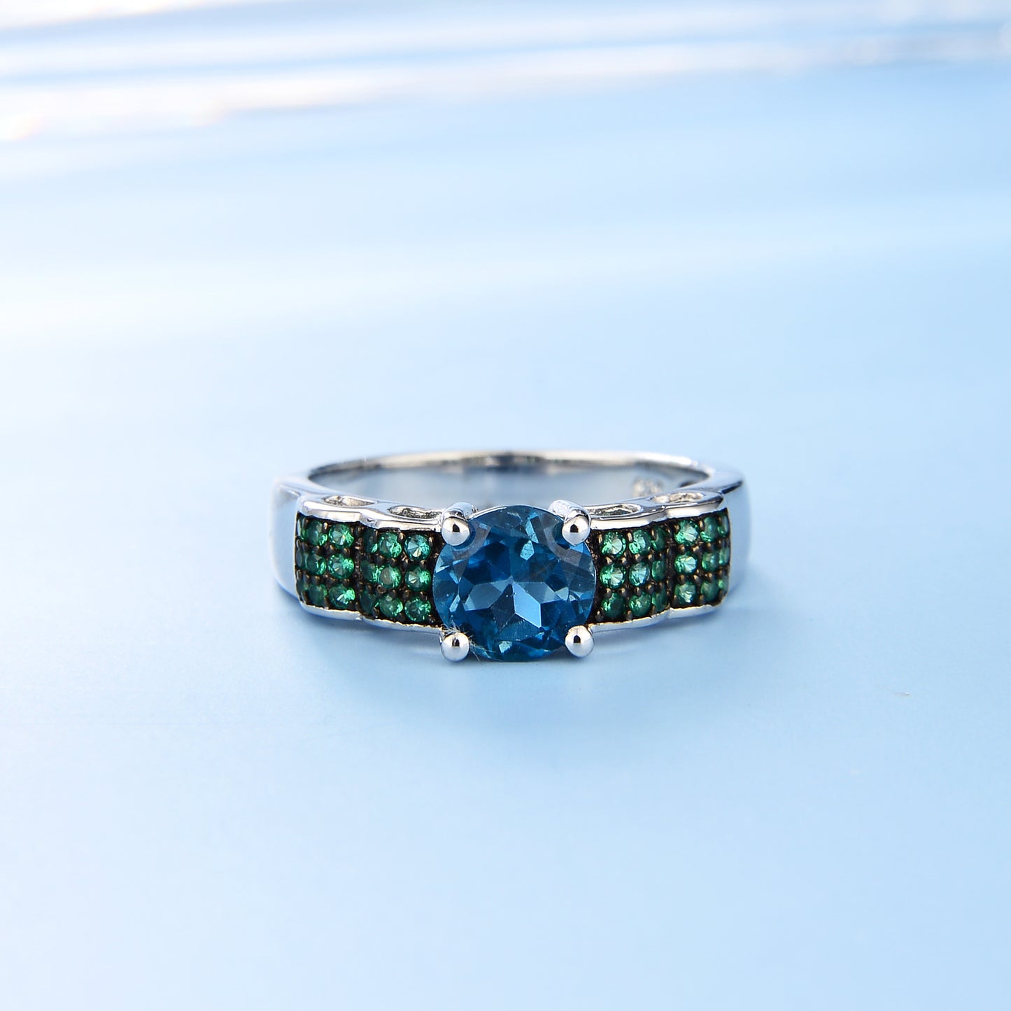 Popular Natural Crystal Ring s925Sterling Silver Sapphire Ring Colorful Gemstone Ring Niche