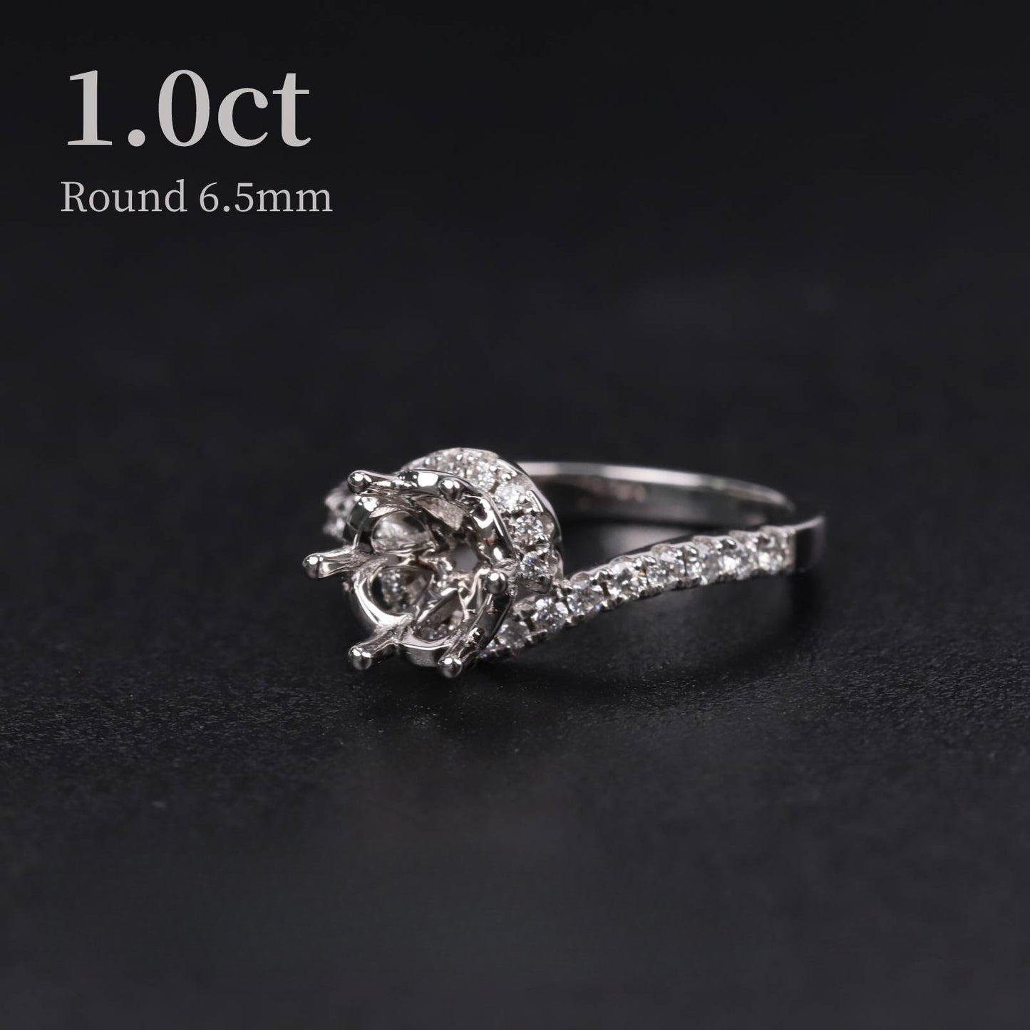 Light Luxury Classic9/10/14/18k Gold Ring Setting for Women Six-Prong Round Twist Arm Wedding Diamond Ring Blank Setting