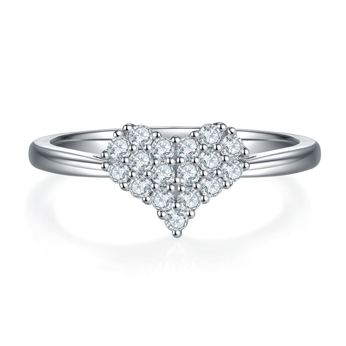 High-Quality Japanese and Korean Style Heart-Shaped Ring New Model s925Sterling Silver Inlaid Moissanite Wedding Ring Crushed Stone Ring Heart