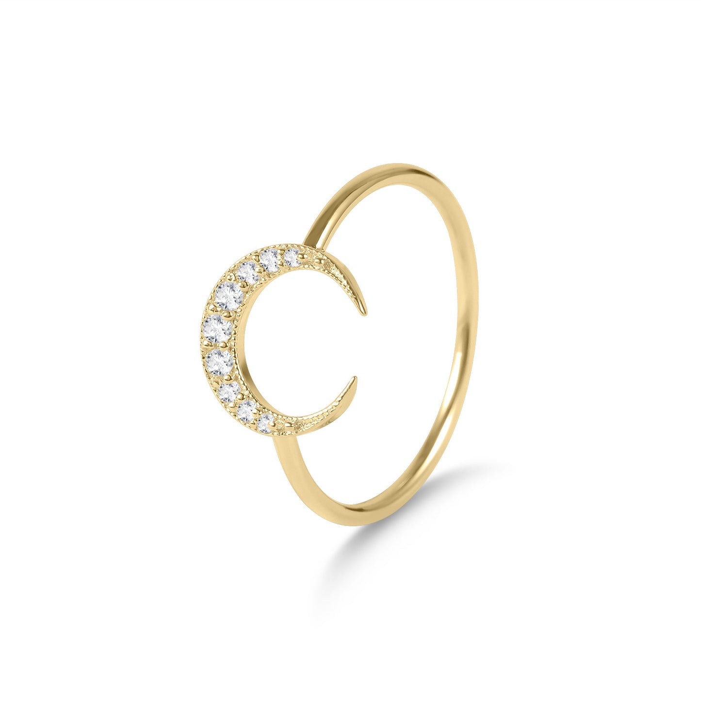 Advanced Sense s925Silver Inlay Moissanite Ring Branches Moon Golden Dawn Series Small Ring