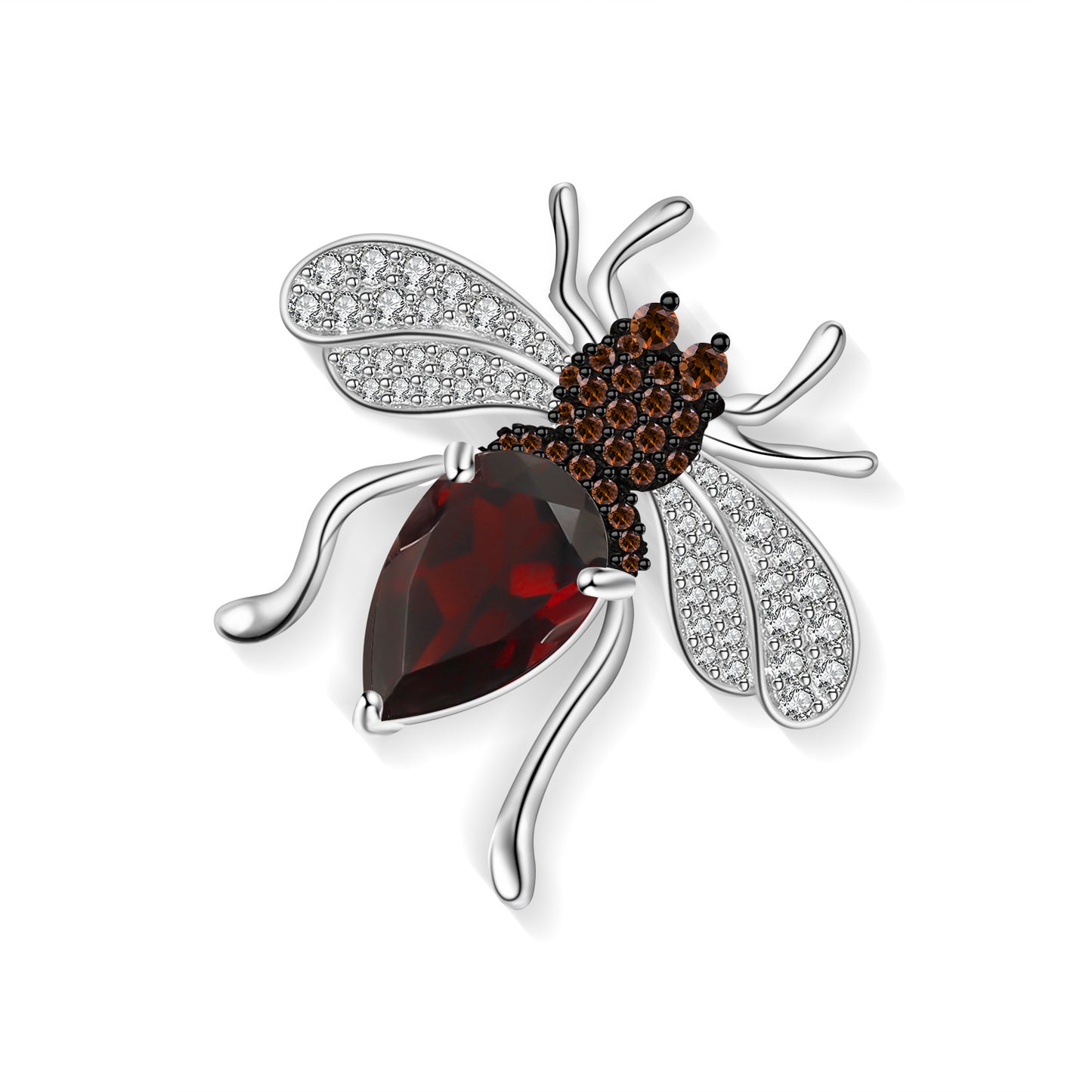 Natural Amethyst Designer Brooch Spider Insect Design s925Sterling Silver Inlaid Natural Gemstone Brooch