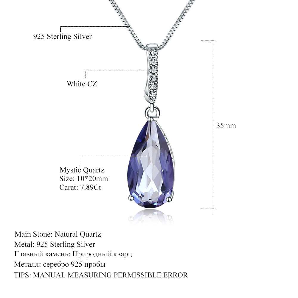 Fashionable Light Luxury Natural Green Agate Necklace Pendant Personality Large Carat925Silver Inlaid Crystal Colorful Gemstone Pendant