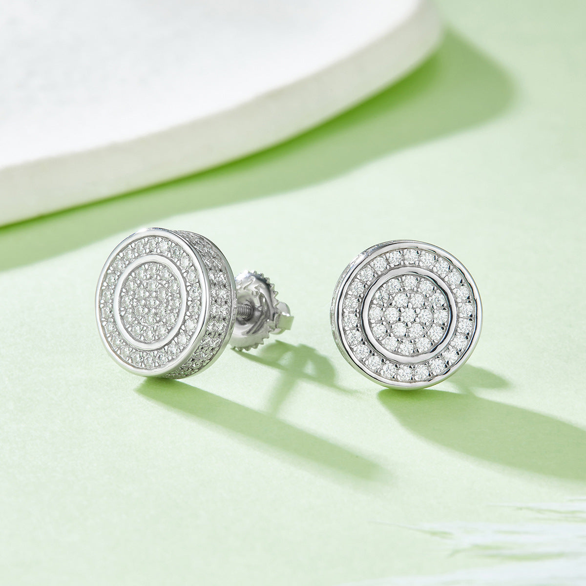 Hip-hop Full Diamond Earrings s925Silver plating18k Gold Moissanite Button Stud Men's Fashion Trendy Earrings