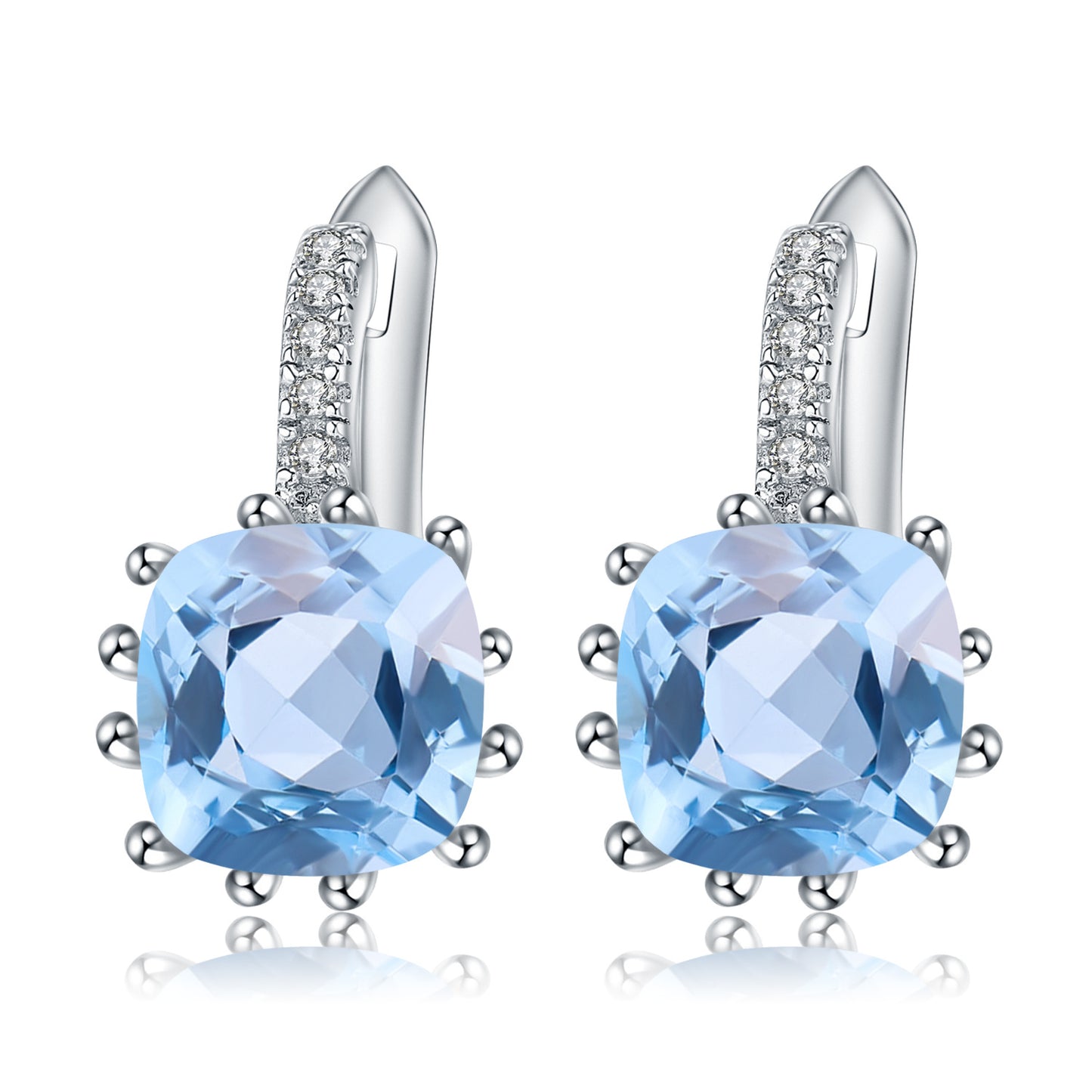 Natural Stone Earrings Vintage Fashion Inlaid Gemstone Topaz s925Silver Crystal Earrings