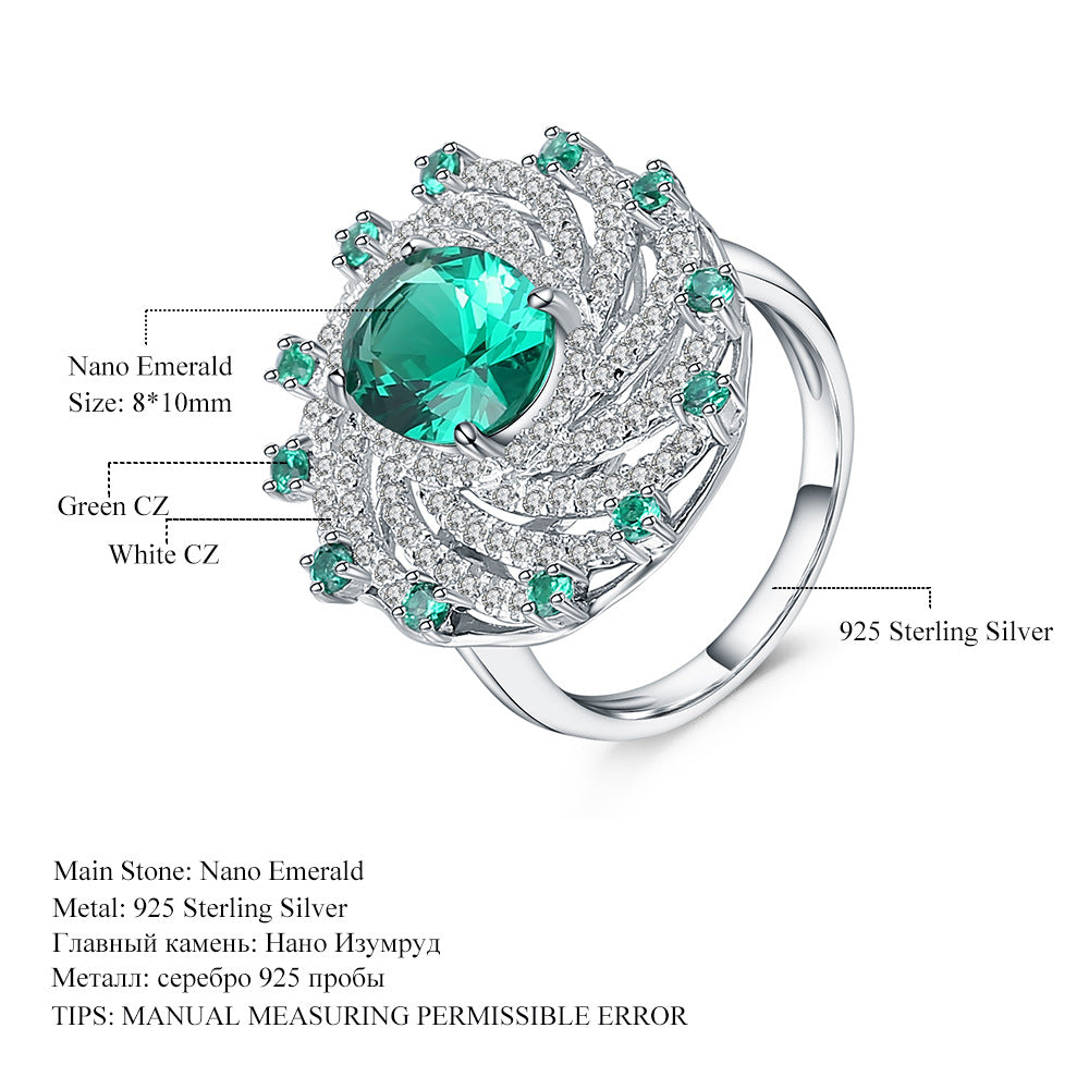 Luxurious High-End Natural Topaz Ring New Style Personality s925Silver Inlaid Natural Sapphire Ring