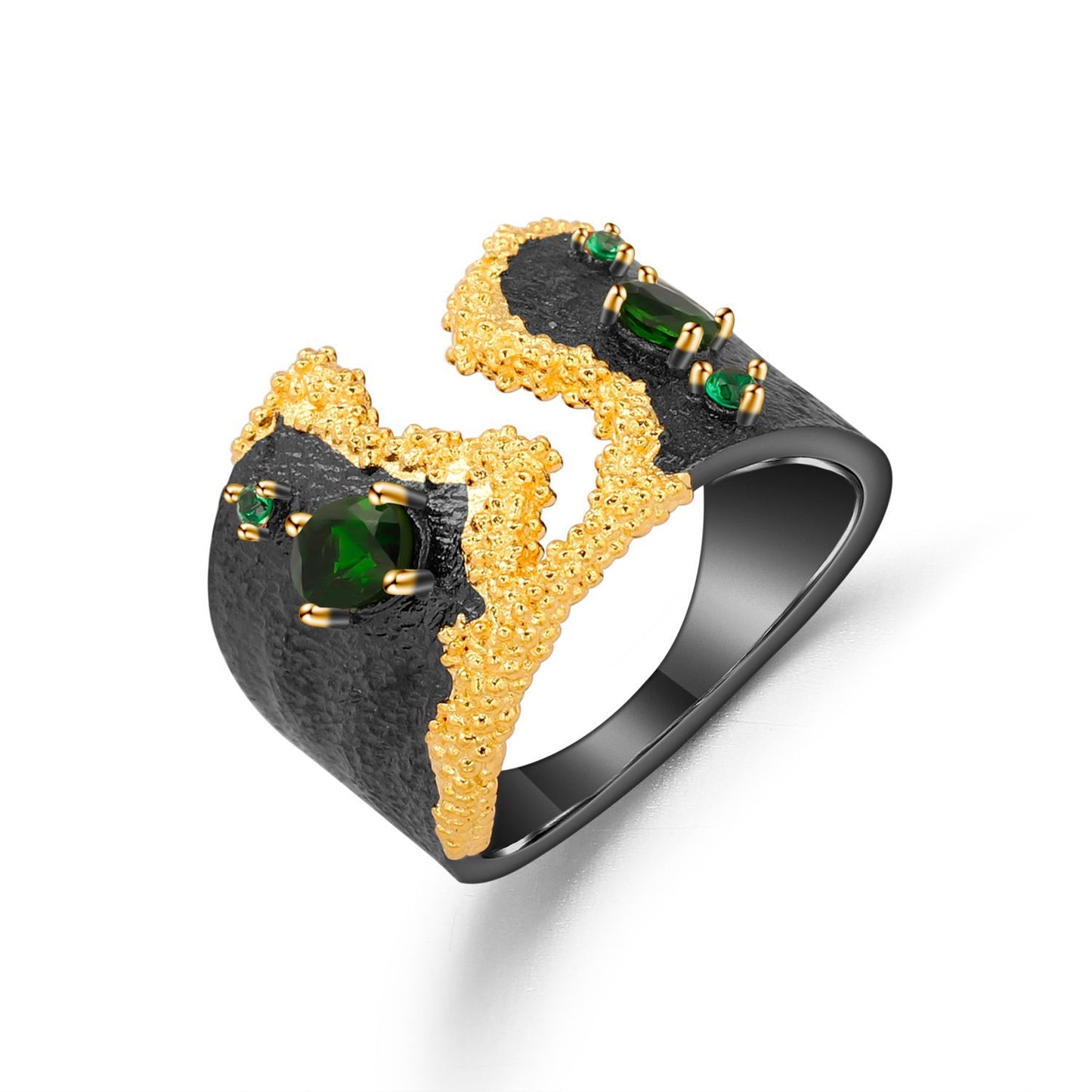Italian Craft Designer Gemstone Ring Vintage Court Style High-end Feel s925Silver Natural Colored Gems Ring