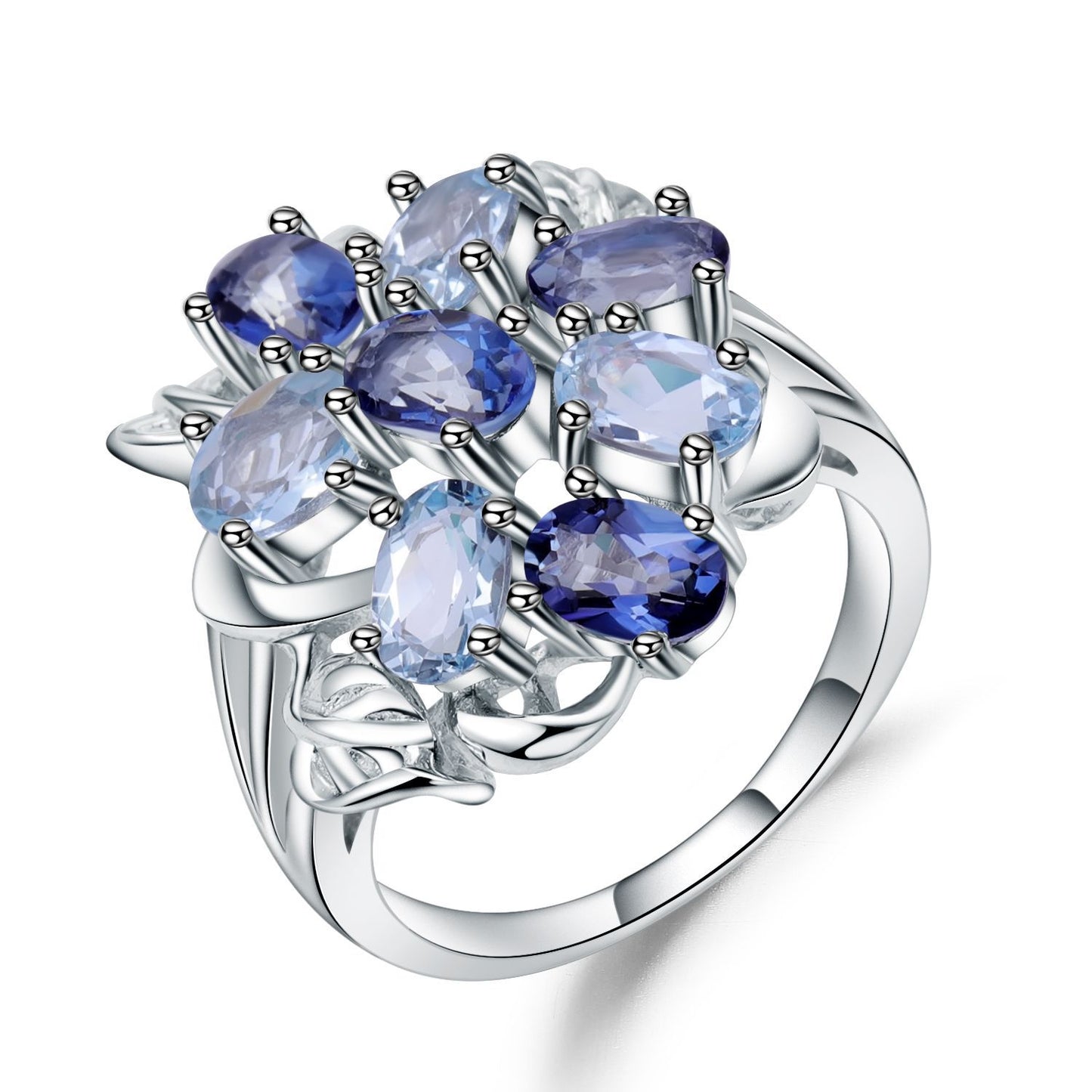 Floral Natural Topaz Garnet Ring Personality s925Silver Translucent Diaspore Gemstone Ring Hot Sale