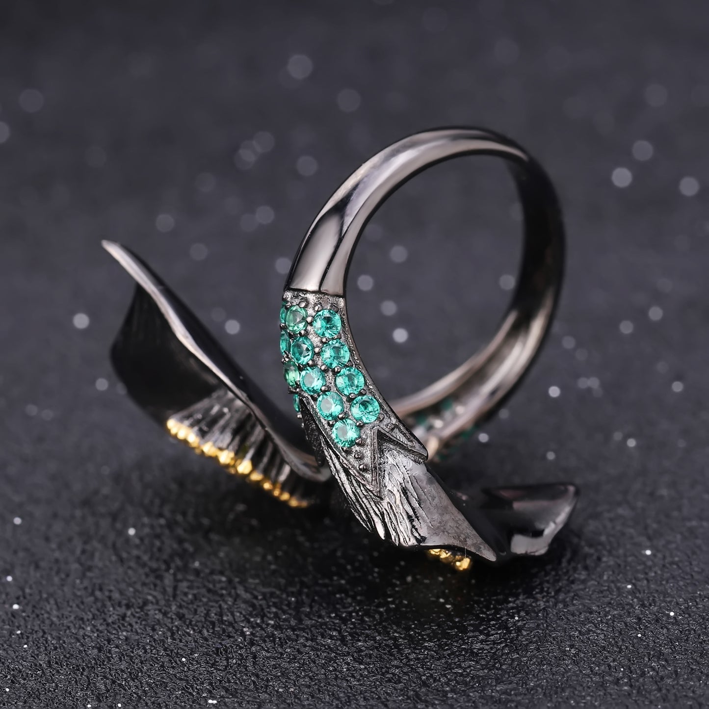Italian Craft Jewelry Designer Open Ring Retro Natural Style s925Silver Natural Colored Gems Ring