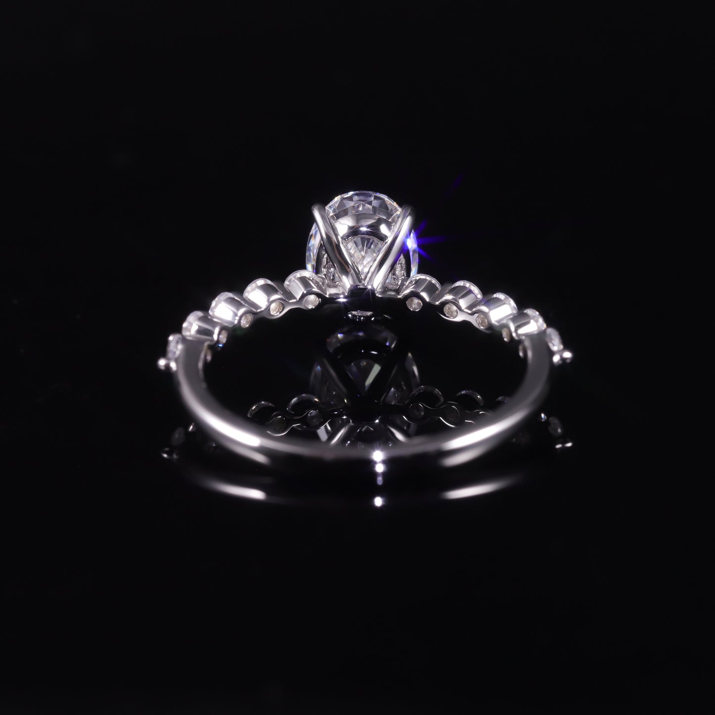In stock wholesale s925Sterling Silver Ring Inlaid with Moissanite ins Wind1.5Carat Oval Ring