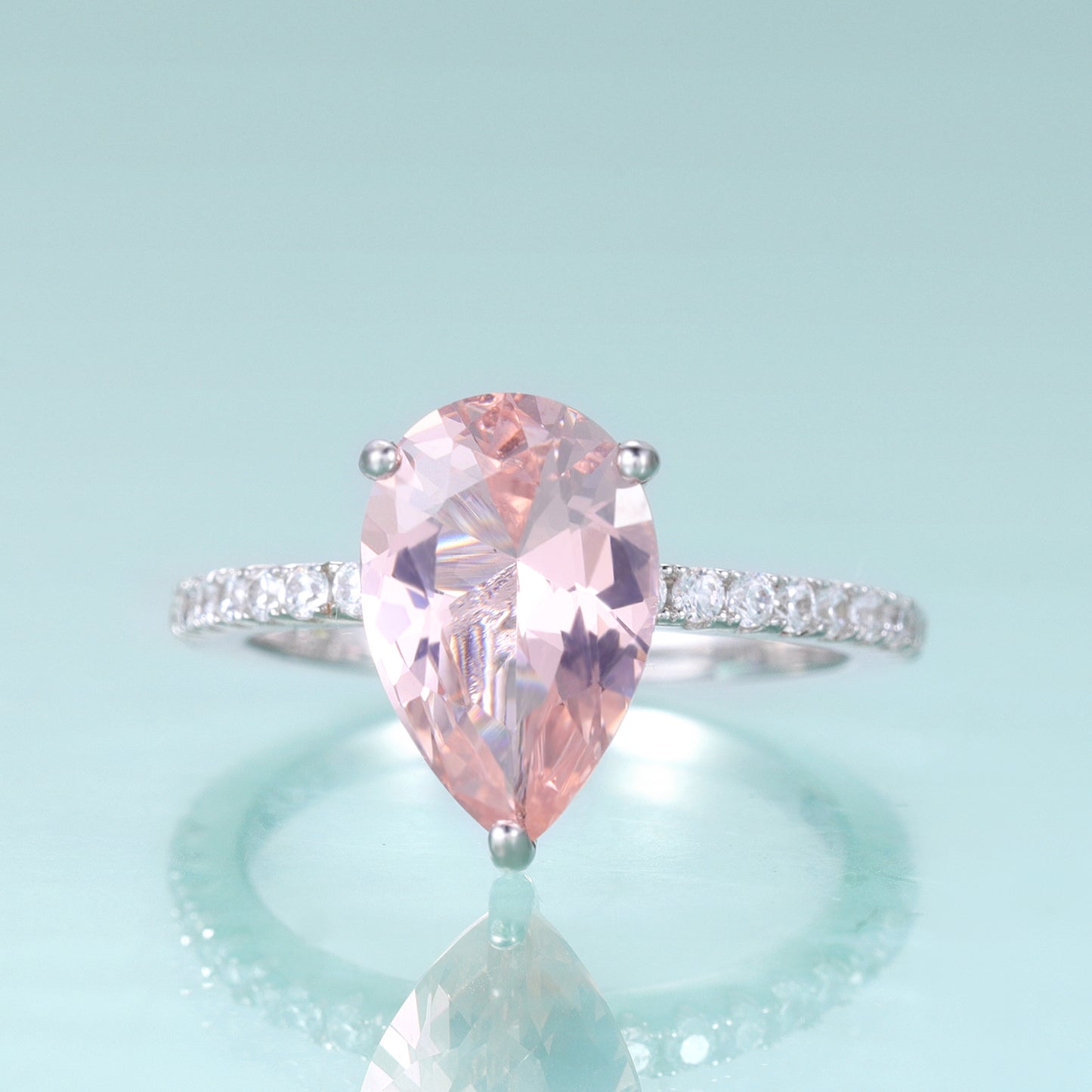 Minimalist Pear-Shaped Gemstone Ring7*9mm Drop-Shaped s925Silver Inlaid Colorful Gemstone Ring Stackable Wedding Ring