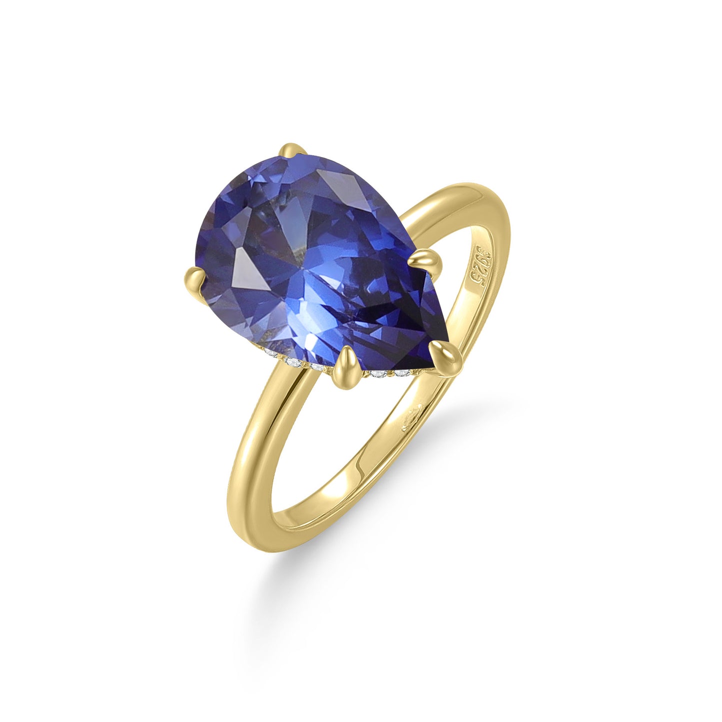 Simple s925Sterling Silver Ring Set with Cultivated Royal Sapphire and Amethyst3.6ct Gold Ring Jewelry Wholesale