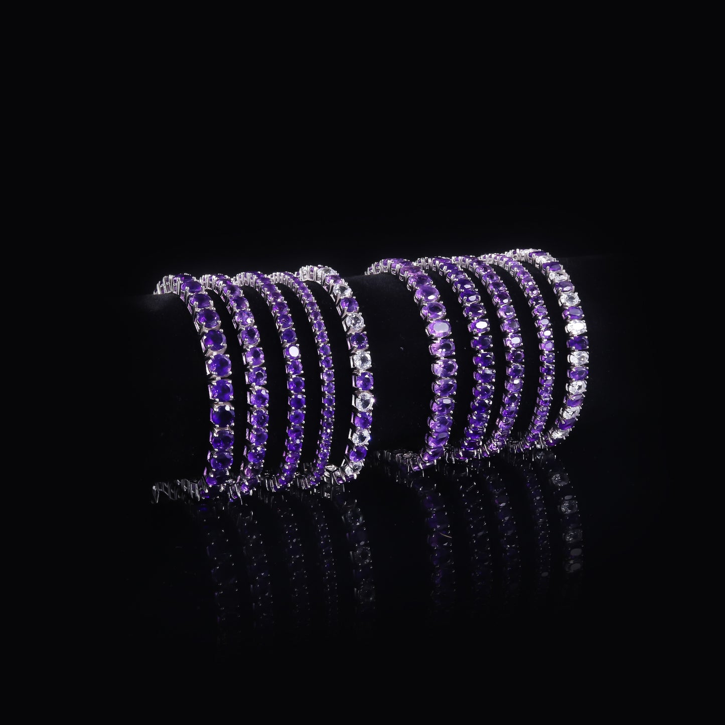 Bracelet s925Sterling Silver Bracelet with Natural Amethyst3mm Gemstone Tennis Chain