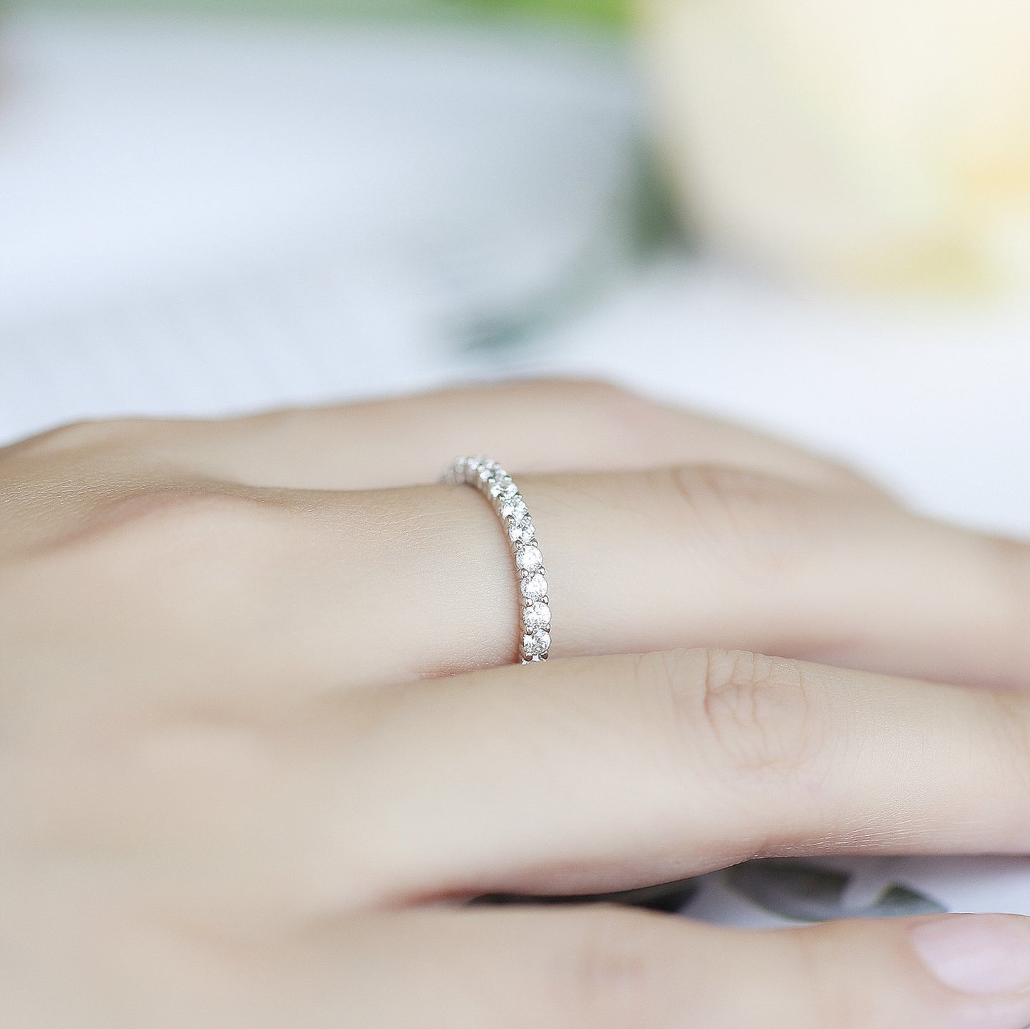 Fashionable Korean and Japanese Style Moissanite Ring Set s925Sterling Silver Platinum Plated with Moissanite2mm Stackable Rings for Men and Women