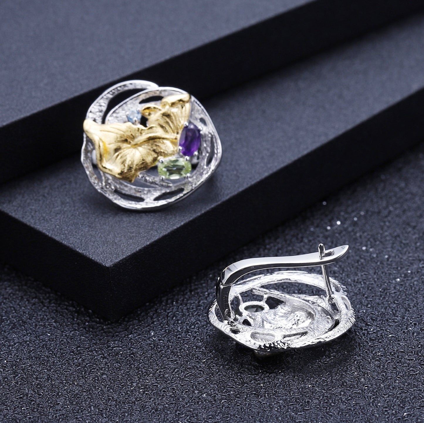 Designer High-End Gemstone Earrings Natural Style Design s925Sterling Silver Natural Gemstone Stud Earrings
