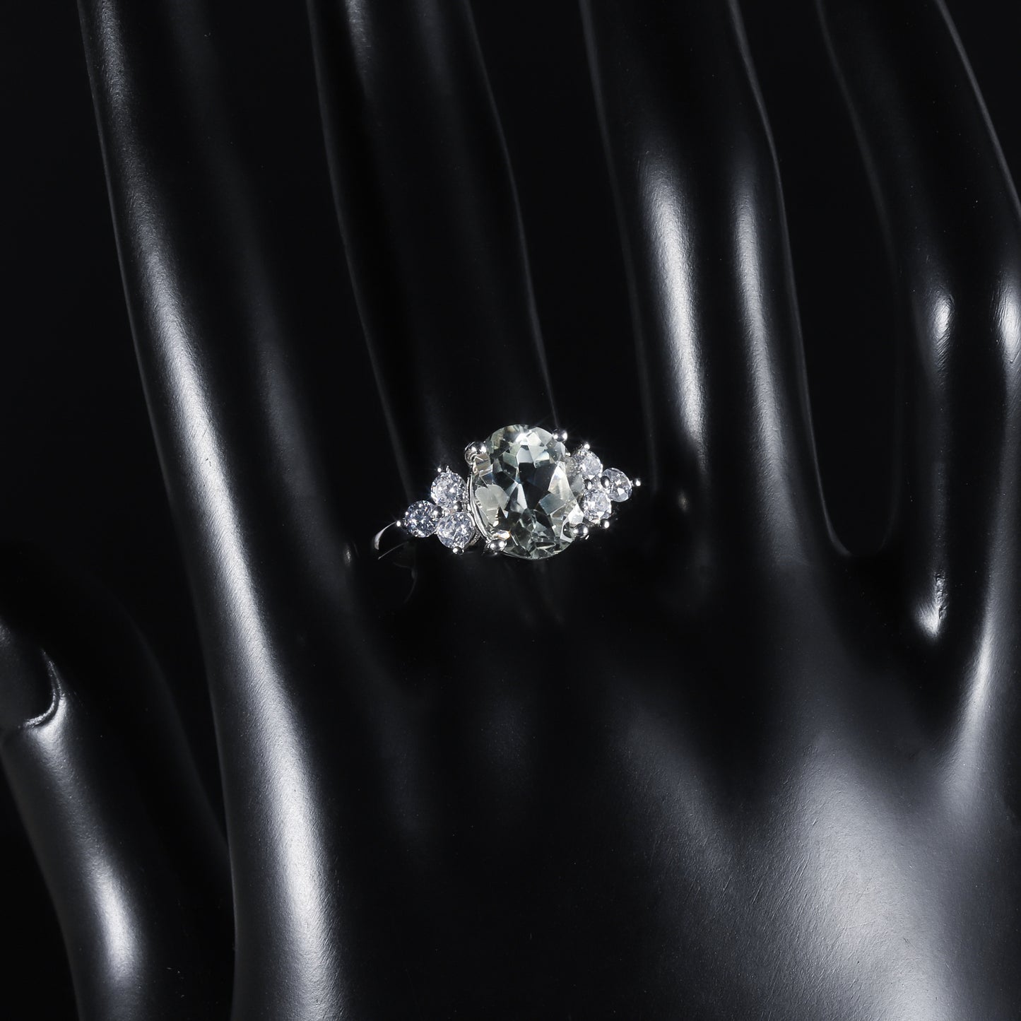 s925Sterling Silver Natural Green Amethyst Ring TikTok Fashionable Elegant Light Luxury Inlaid Natural Gemstone Ring