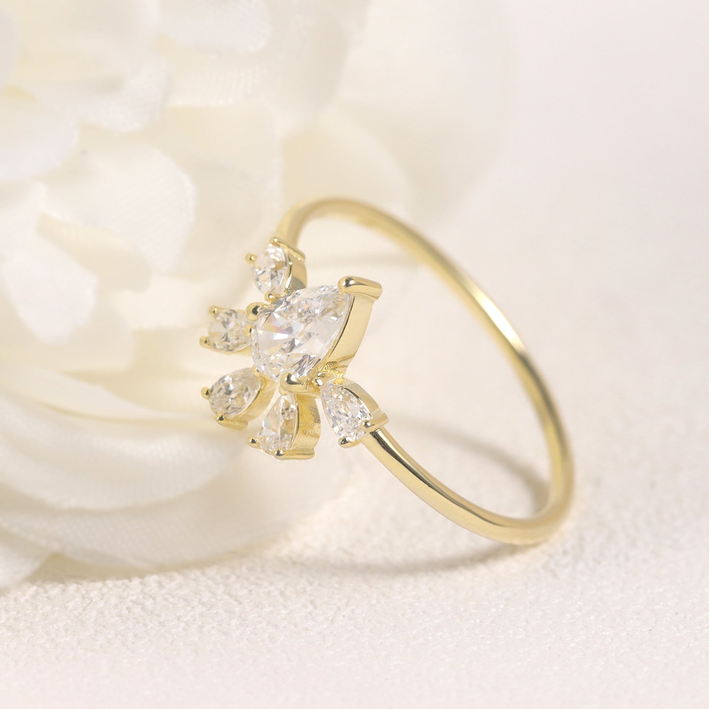 High-Quality Ring s925Sterling Silver Moissanite Gold Dawn Series Small Ring Niche Jewelry
