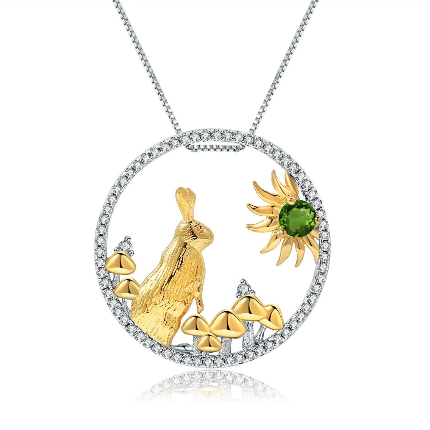 Designer Chinese Style Element Pendant Twelve Zodiac Series Jade Rabbit 925Silver Natural Gemstone Necklace Pendant