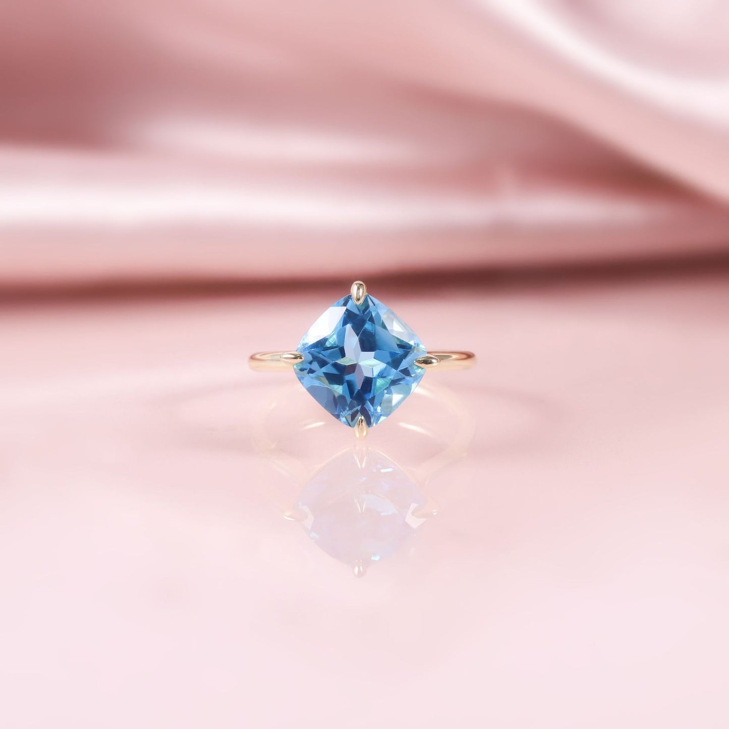 Casual Style s925Sterling Silver Ring Inlaid with Natural Topaz and Citrine Sugar Cube Ring4Carat Gemstone Ring