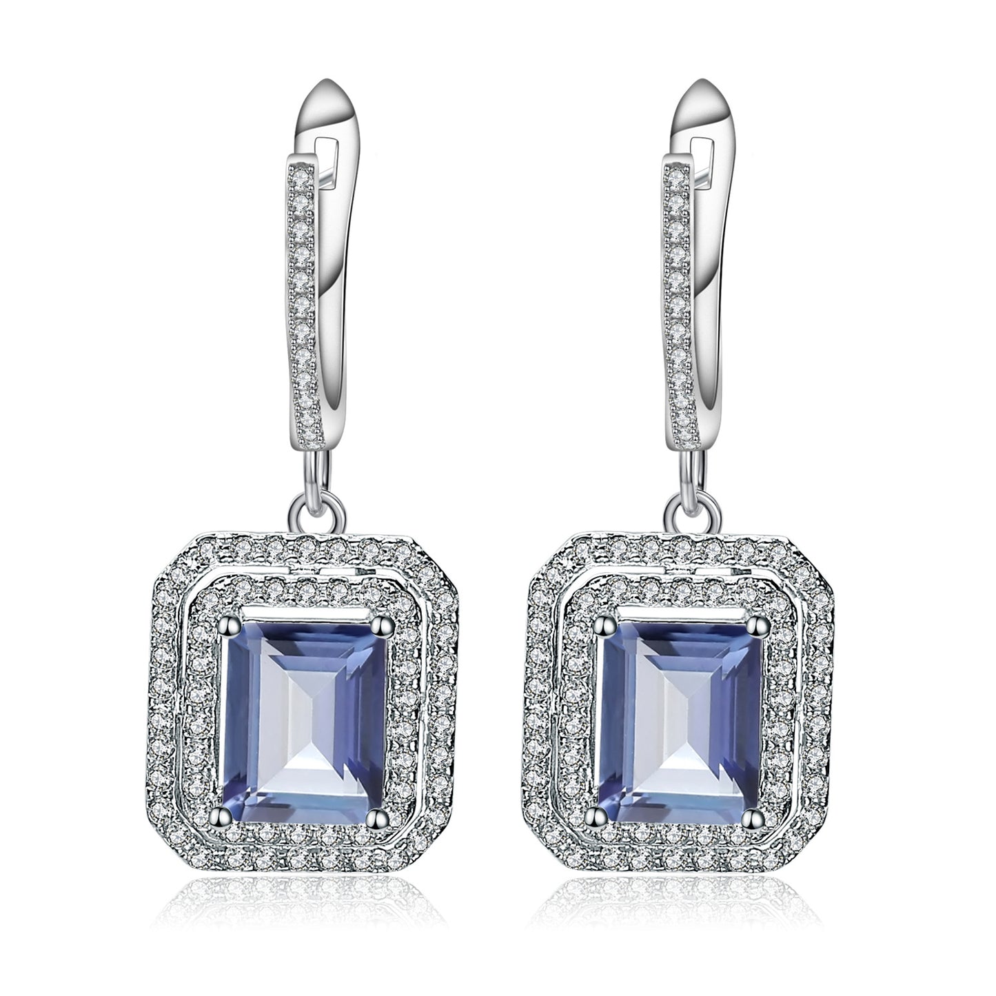 Luxury Fashion Colorful Gem Earrings High-Grade Personality s925Silver Coated Crystal Gemstone Earrings Earrings