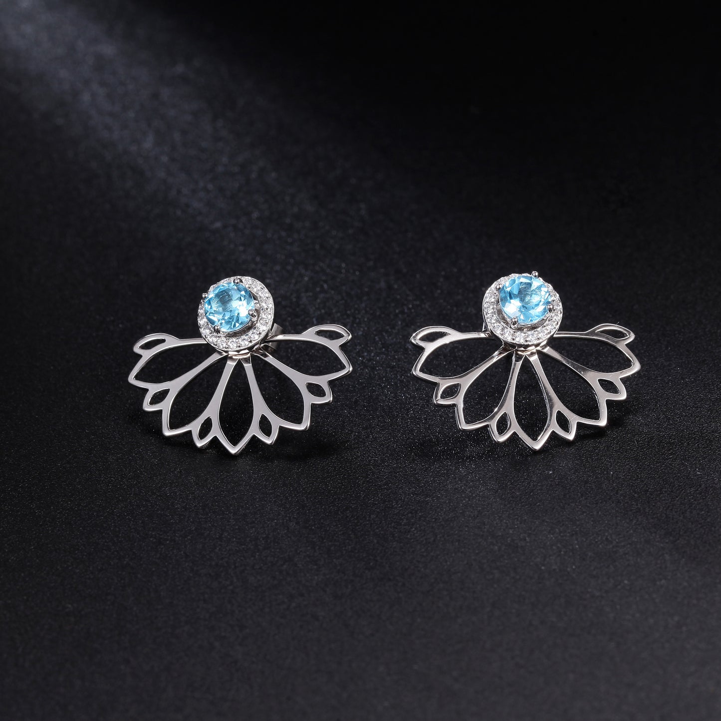 New Creative Design Natural Topaz Earrings French Romantic Style s925Silver Inlaid Natural Gemstone Earrings
