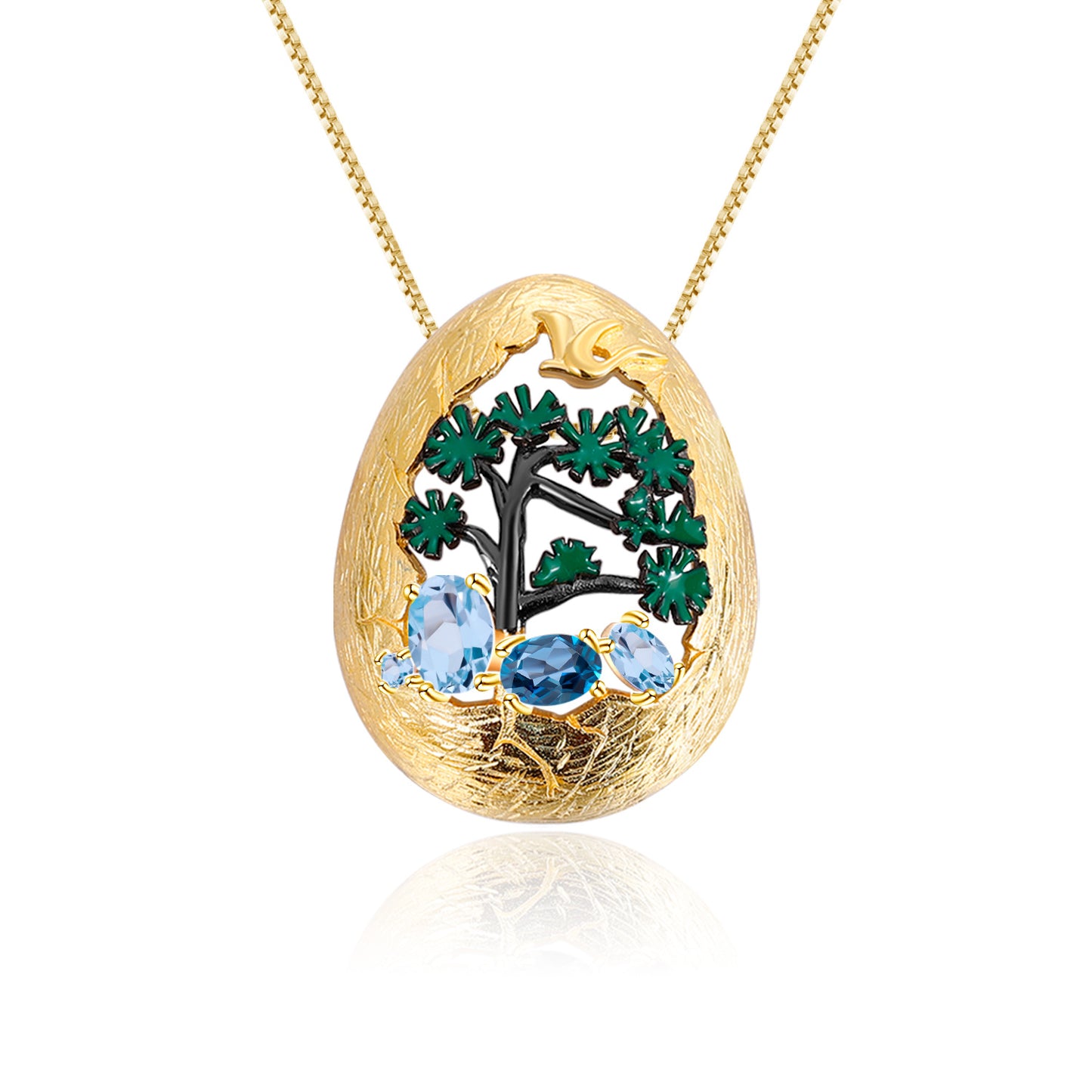 Designer Style High-End Personality Natural Gemstone Pendant with Natural Wind Design s925Silver Natural Gemstone Pendant